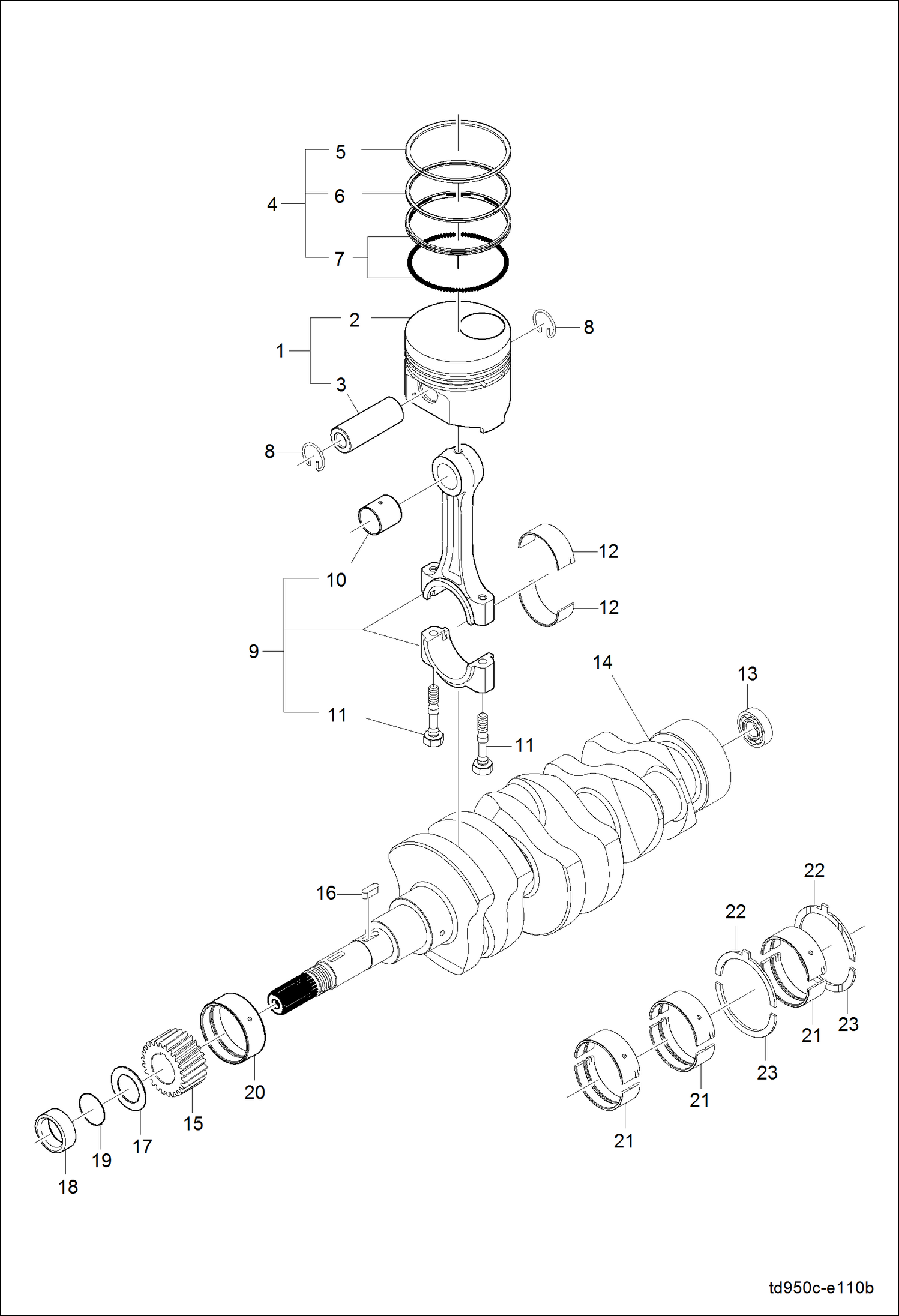 Схема запчастей Bobcat CT120 - PISTON & CRANKSHAFT GROUP POWER UNIT