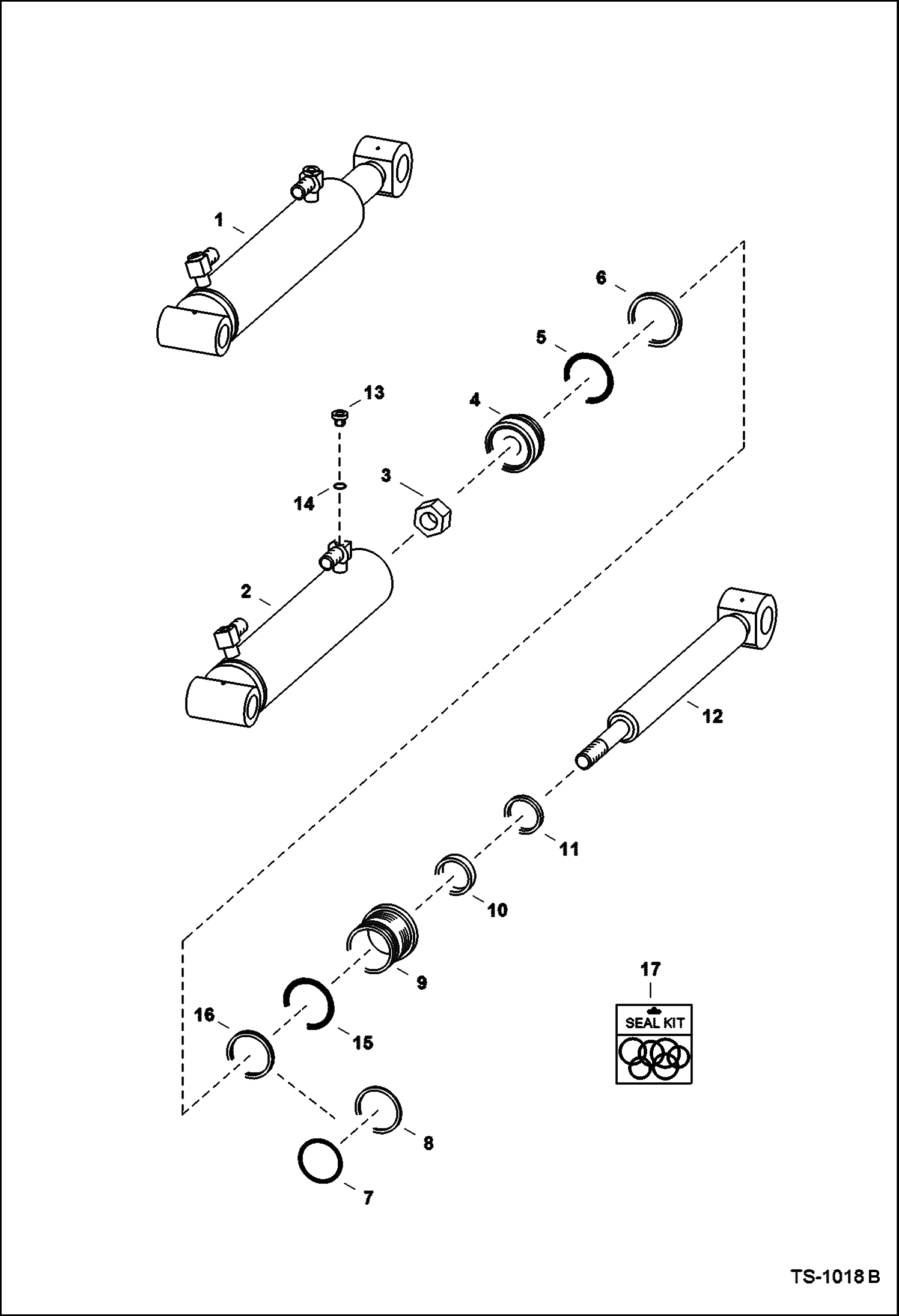 Схема запчастей Bobcat GRAPPLES - GRAPPLE CYLINDER 1600, 2000 & 2400 - W/1.25 (31,75mm) & 2 Elbows Loader