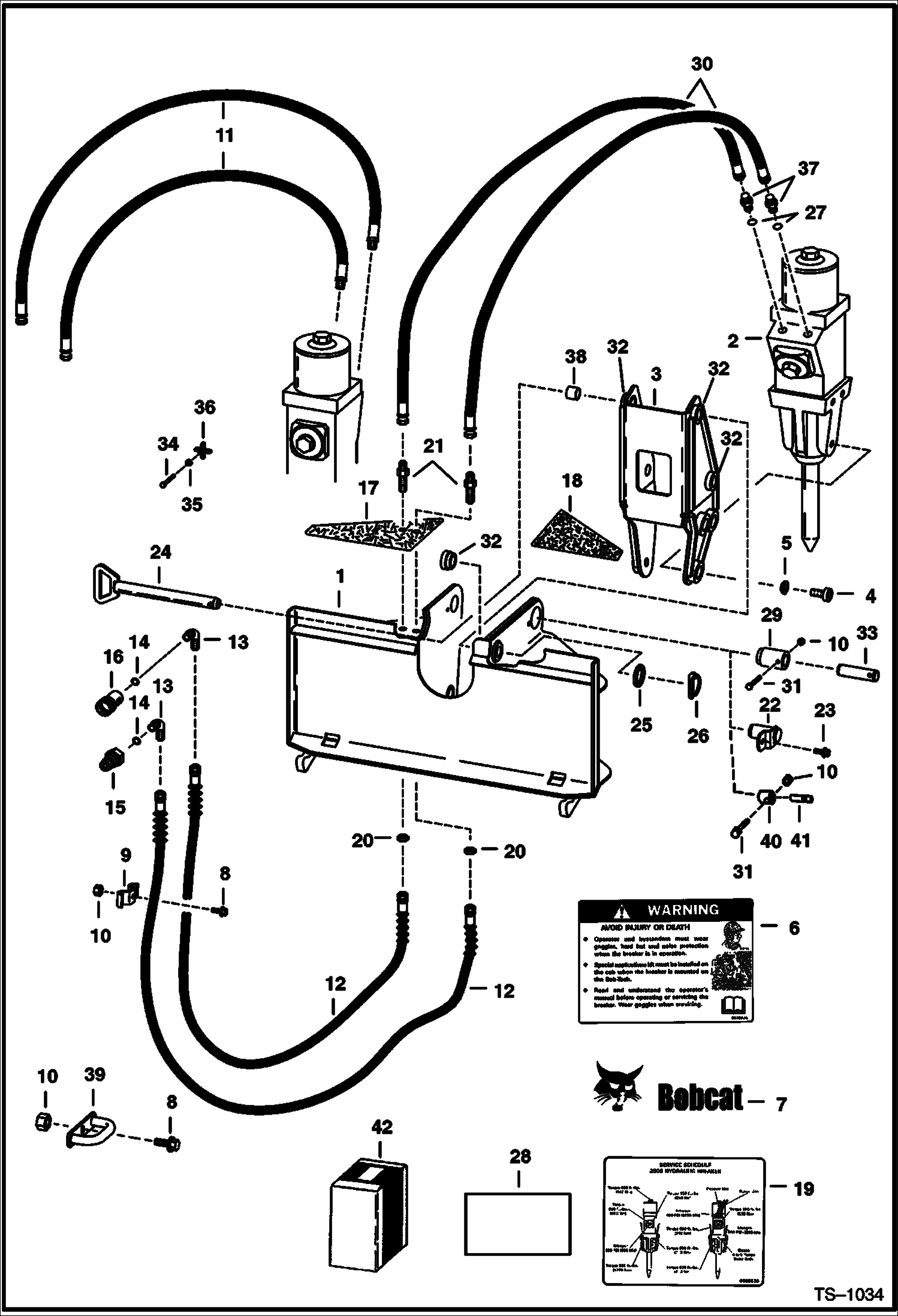 Схема запчастей Bobcat BREAKERS - BREAKER (Hydraulic Breaker Bob-Tach Mtg) (Two Position) (2500) (3500) Loader