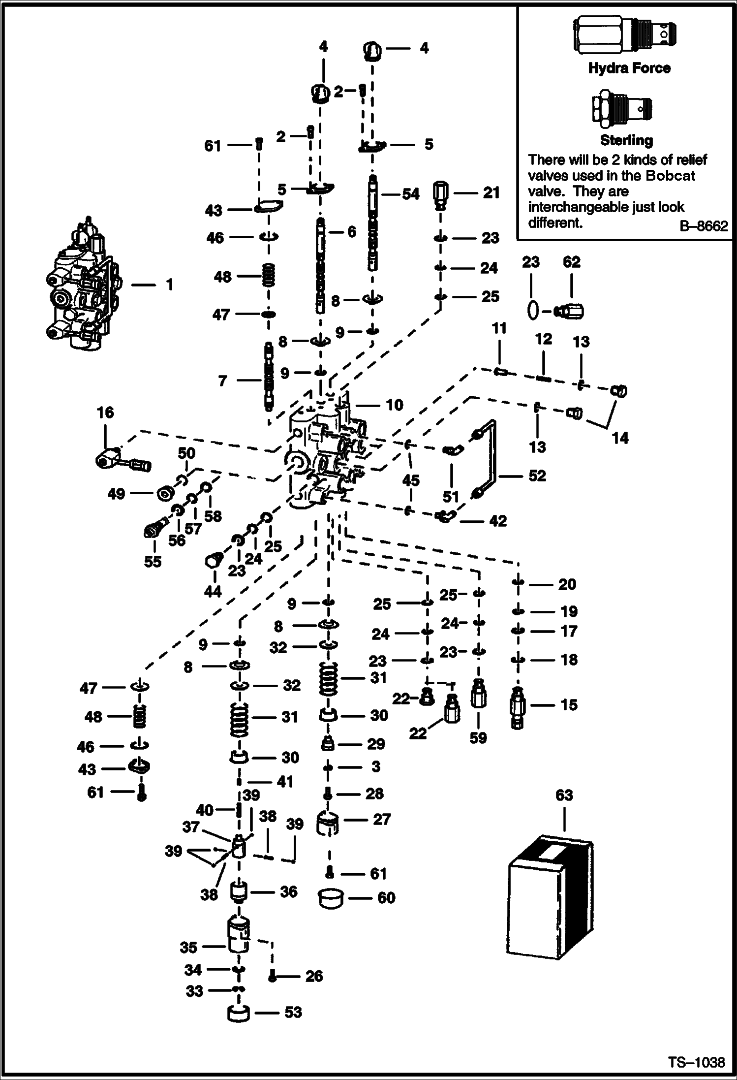 Схема запчастей Bobcat Articulated Loaders - HYDRAULIC CONTROL VALVE HYDRAULIC SYSTEM