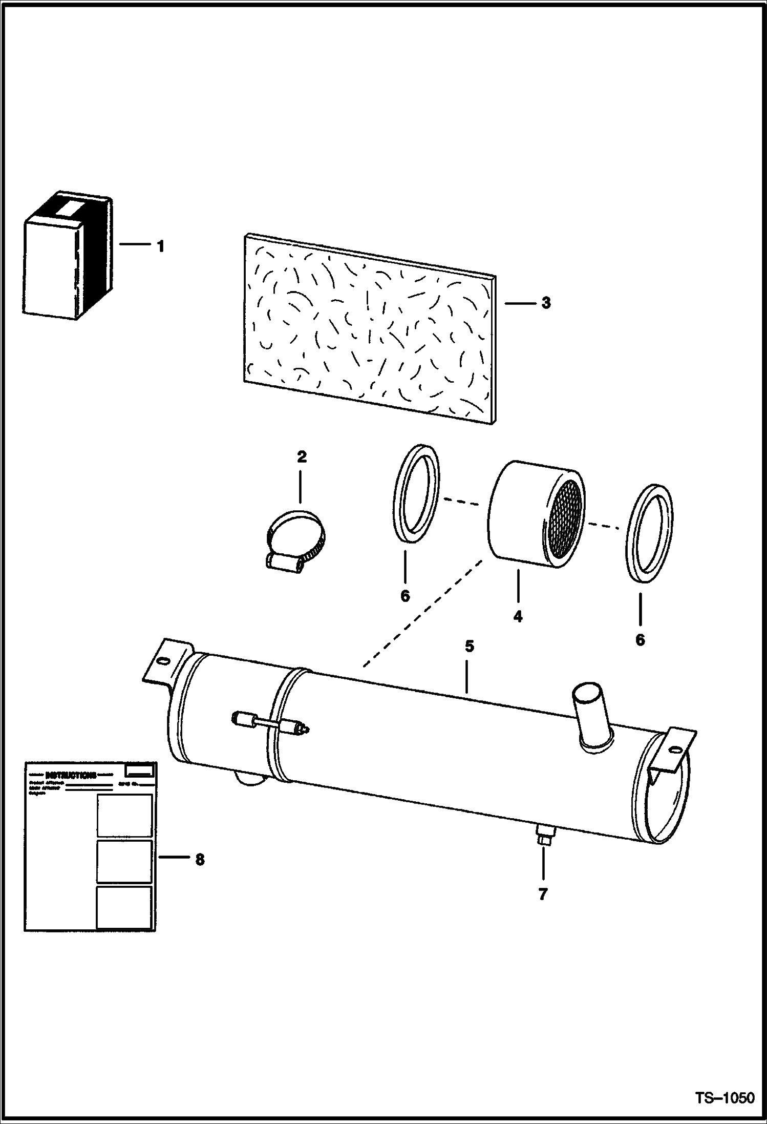 Схема запчастей Bobcat 800s - MUFFLER/PURIFIER KIT (For Plastic Hood) ACCESSORIES & OPTIONS