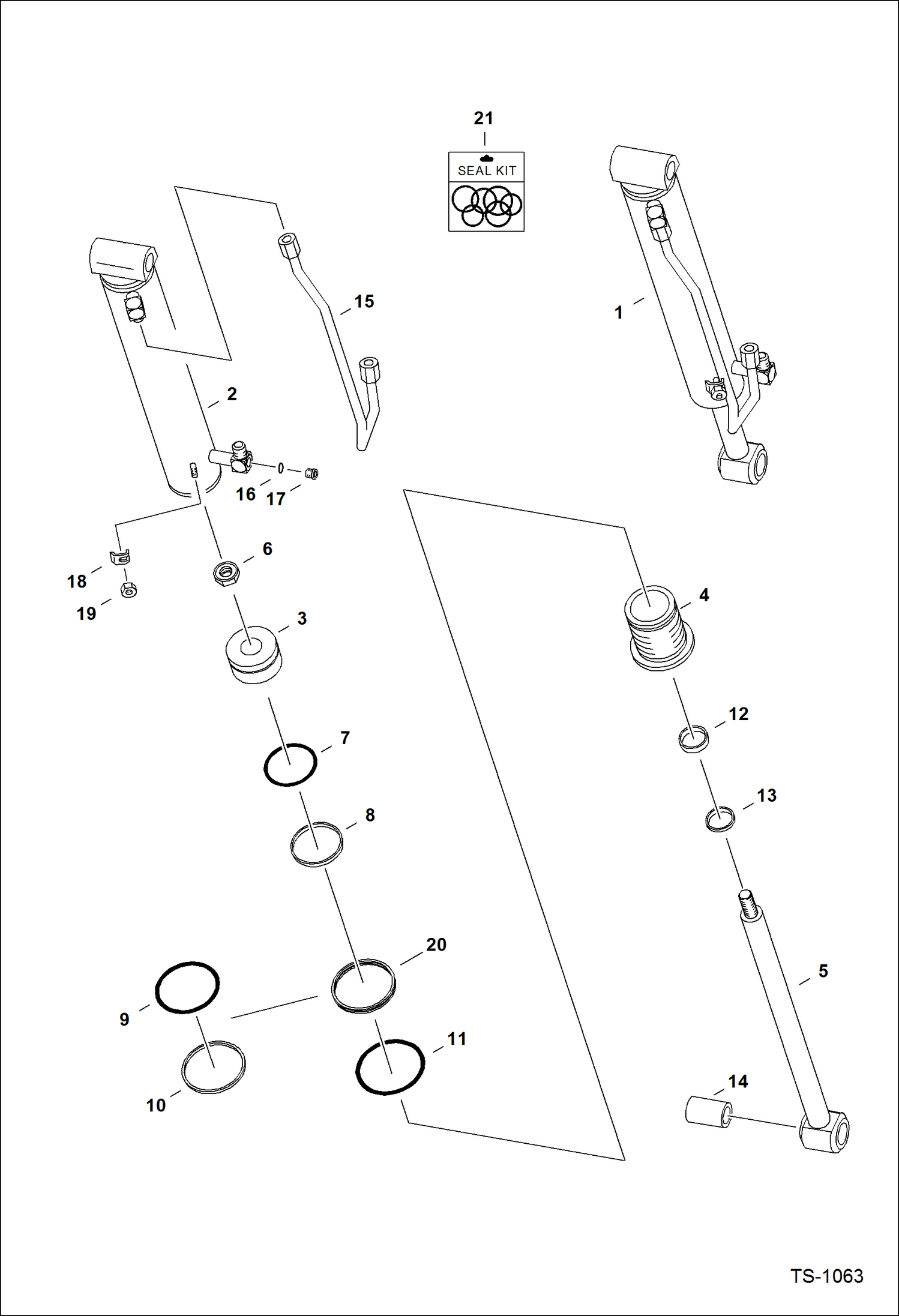 Схема запчастей Bobcat 700s - TILT CYLINDER (W/O Rod Eye Grease Fitting Hole) HYDRAULIC SYSTEM