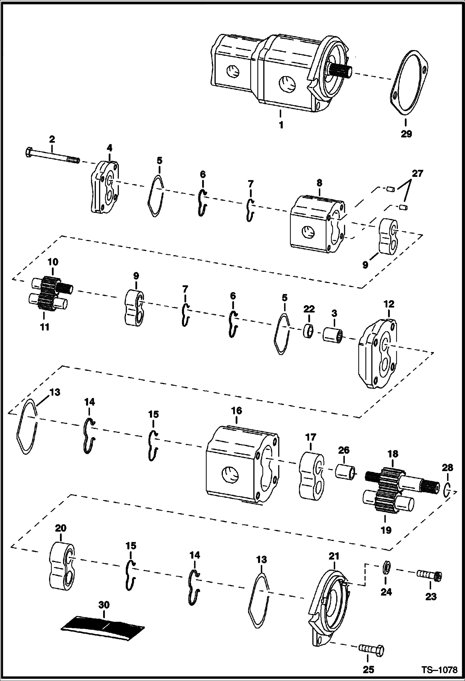 Схема запчастей Bobcat T-Series - HIGH HORSEPOWER HYDRAULICS (Double Gear Pump) (S/N (5189 16427, 5175 15146 & Below) HIGH FLOW HYDRAULICS