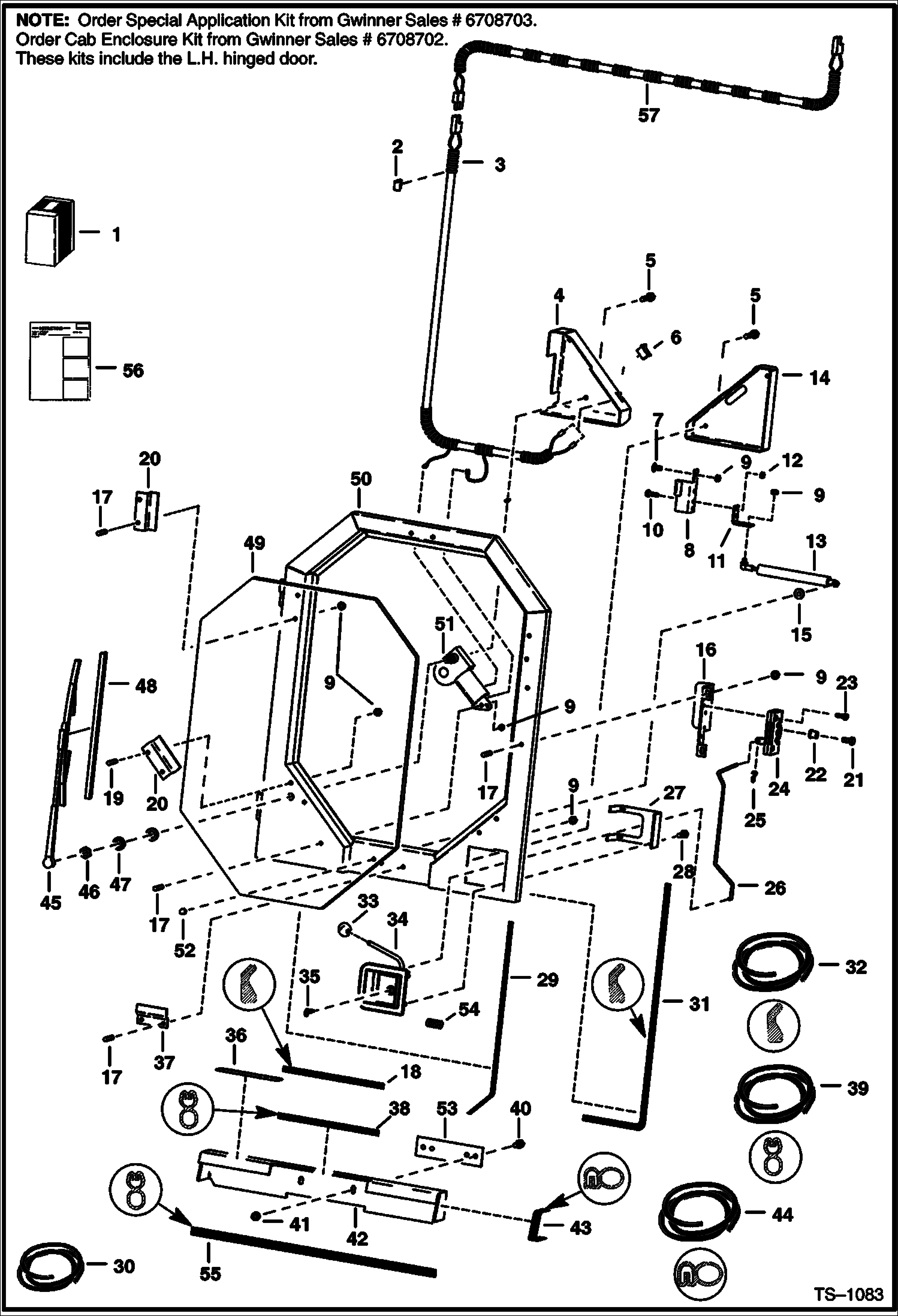 Схема запчастей Bobcat 700s - CAB DOOR (R.H. Hinged) ACCESSORIES & OPTIONS