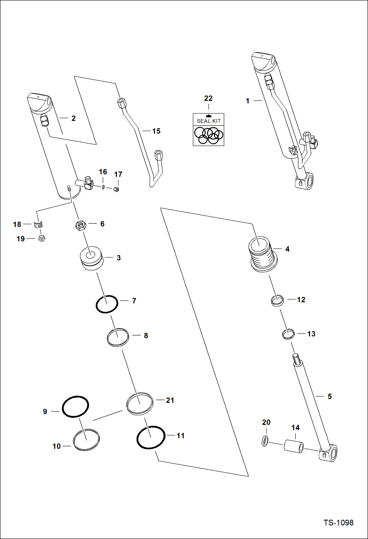 Схема запчастей Bobcat 700s - TILT CYLINDER (W/Rod Eye Grease Fitting Hole) HYDRAULIC SYSTEM