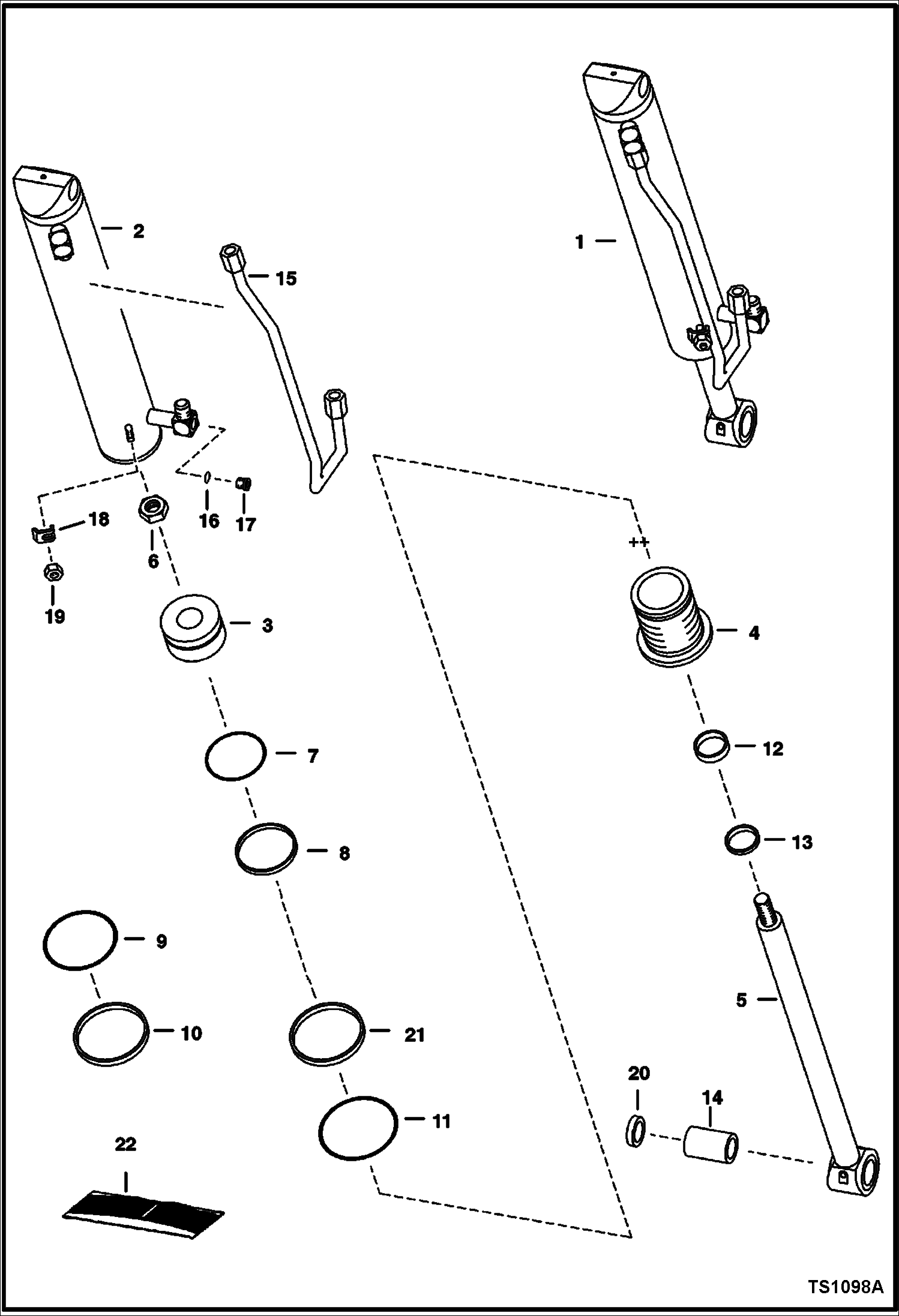 Схема запчастей Bobcat 700s - TILT CYLINDER (W/ Rod Eye Grease Zerk Hole) HYDRAULIC SYSTEM