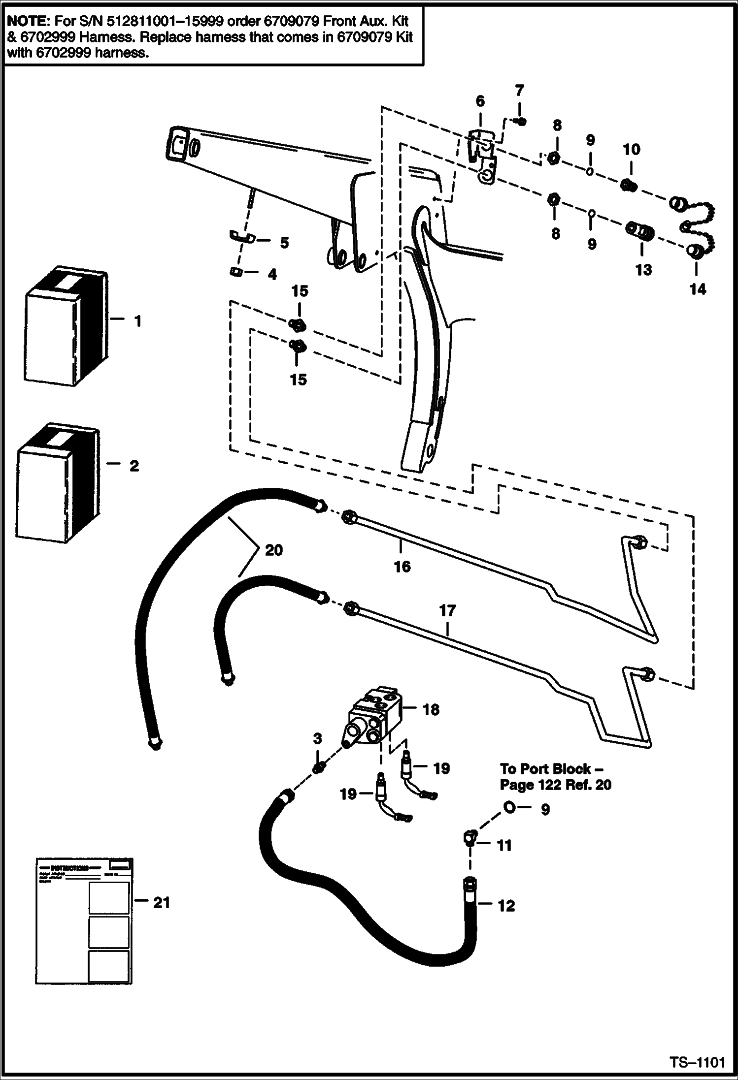 Схема запчастей Bobcat 800s - FRONT AUXILIARY (Left Side) (S/N 5102 50691, 5084 15215, 5101 26791 & Below) (S/N 5103 75001, 5097 15001 & Above) ACCESSORIES & OPTIONS