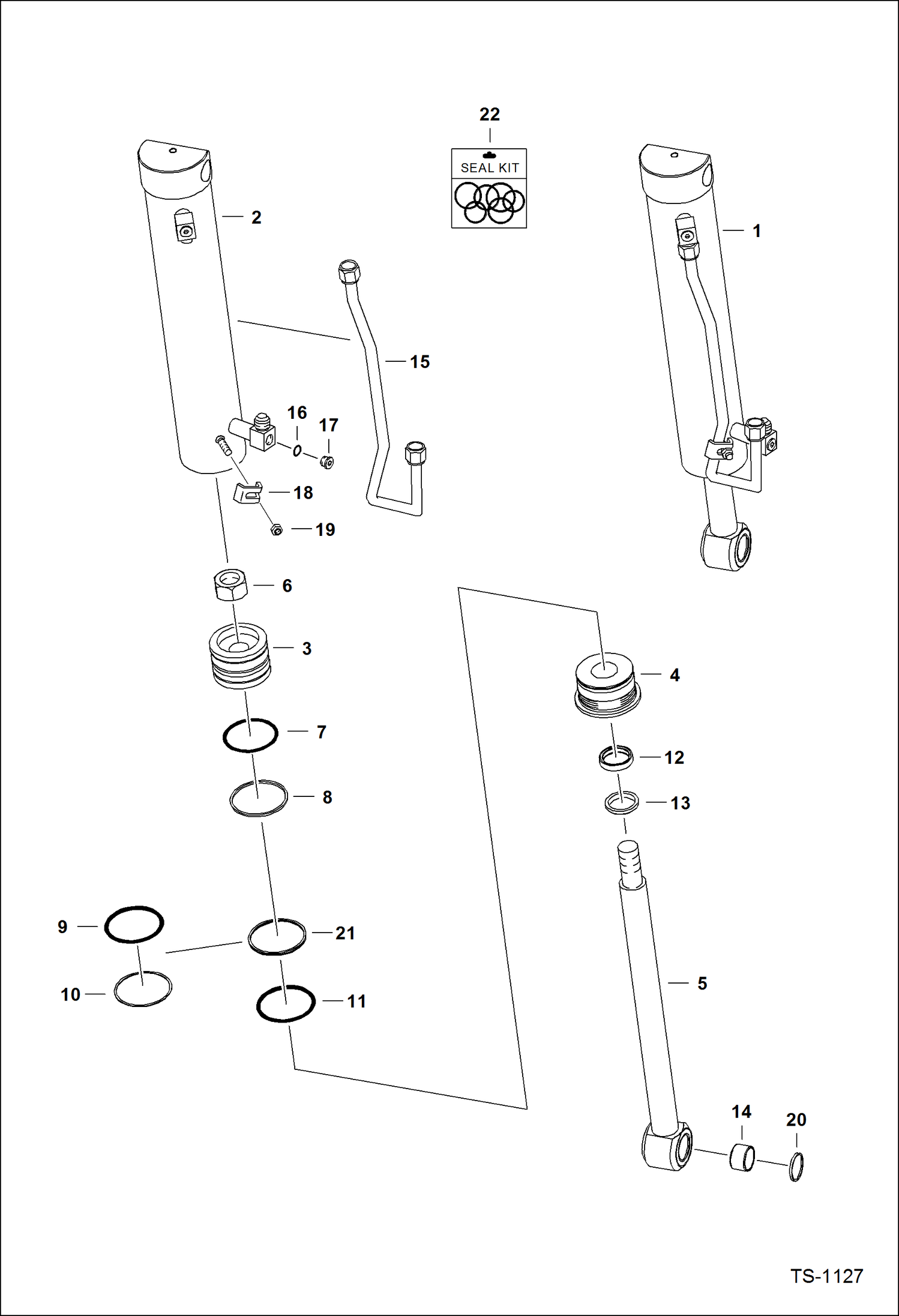 Схема запчастей Bobcat 600s - TILT CYLINDER (W/O Rod Eye Grease Zerk Hole) HYDRAULIC SYSTEM