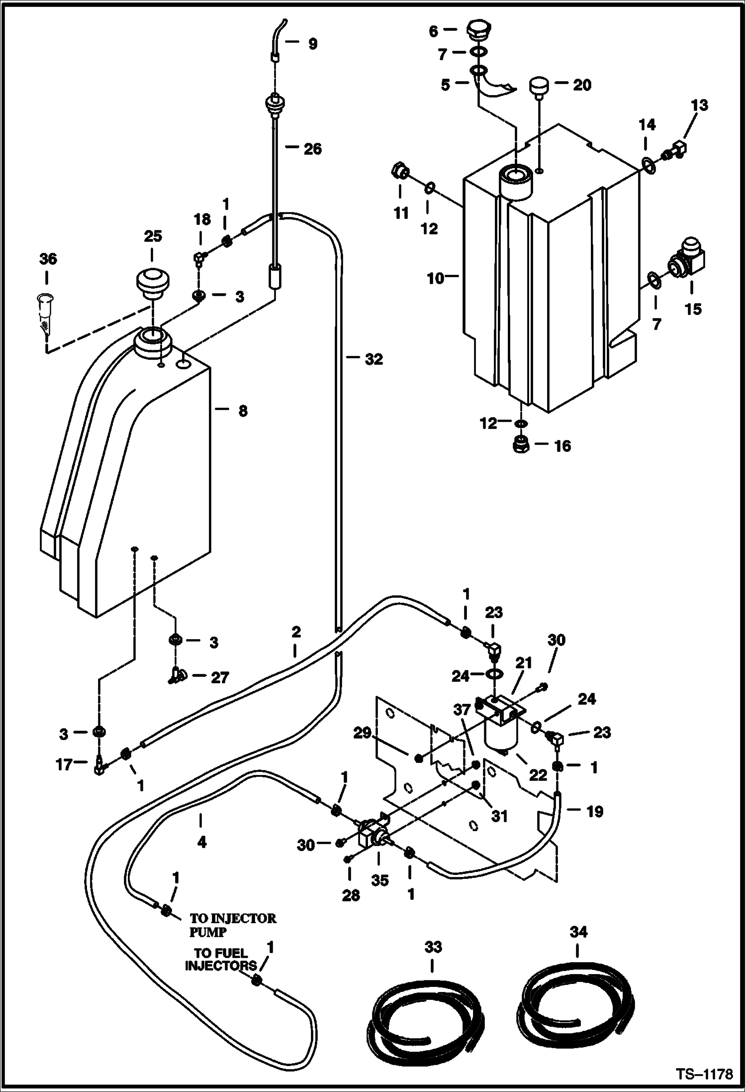 Схема запчастей Bobcat 325 - FUEL SYSTEM AND TANKS POWER UNIT