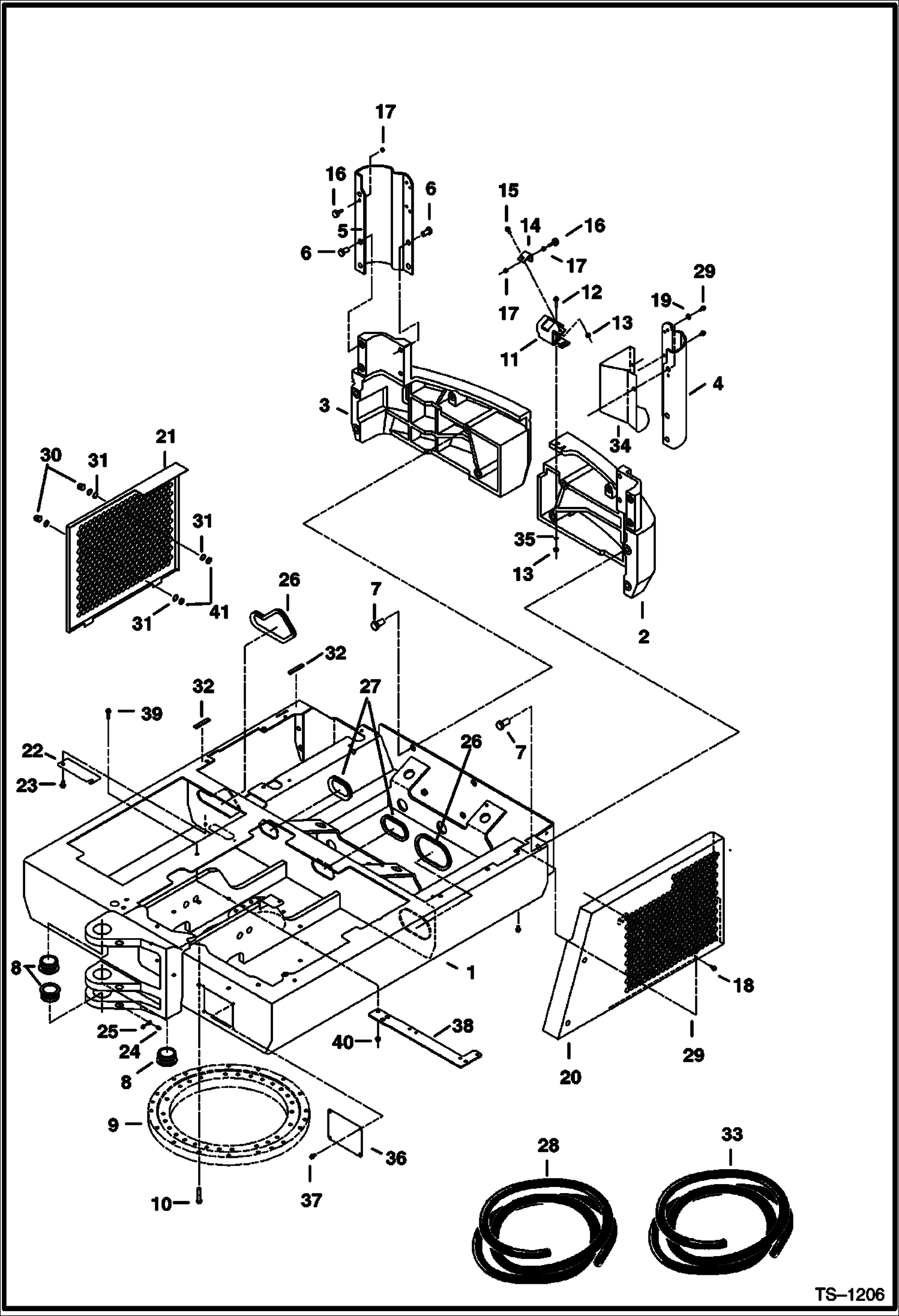 Схема запчастей Bobcat 334 - UPPERSTRUCTURE, COUNTERWEIGHTS & SIDE COVERS (S/N 512913001 - 512915199) MAIN FRAME