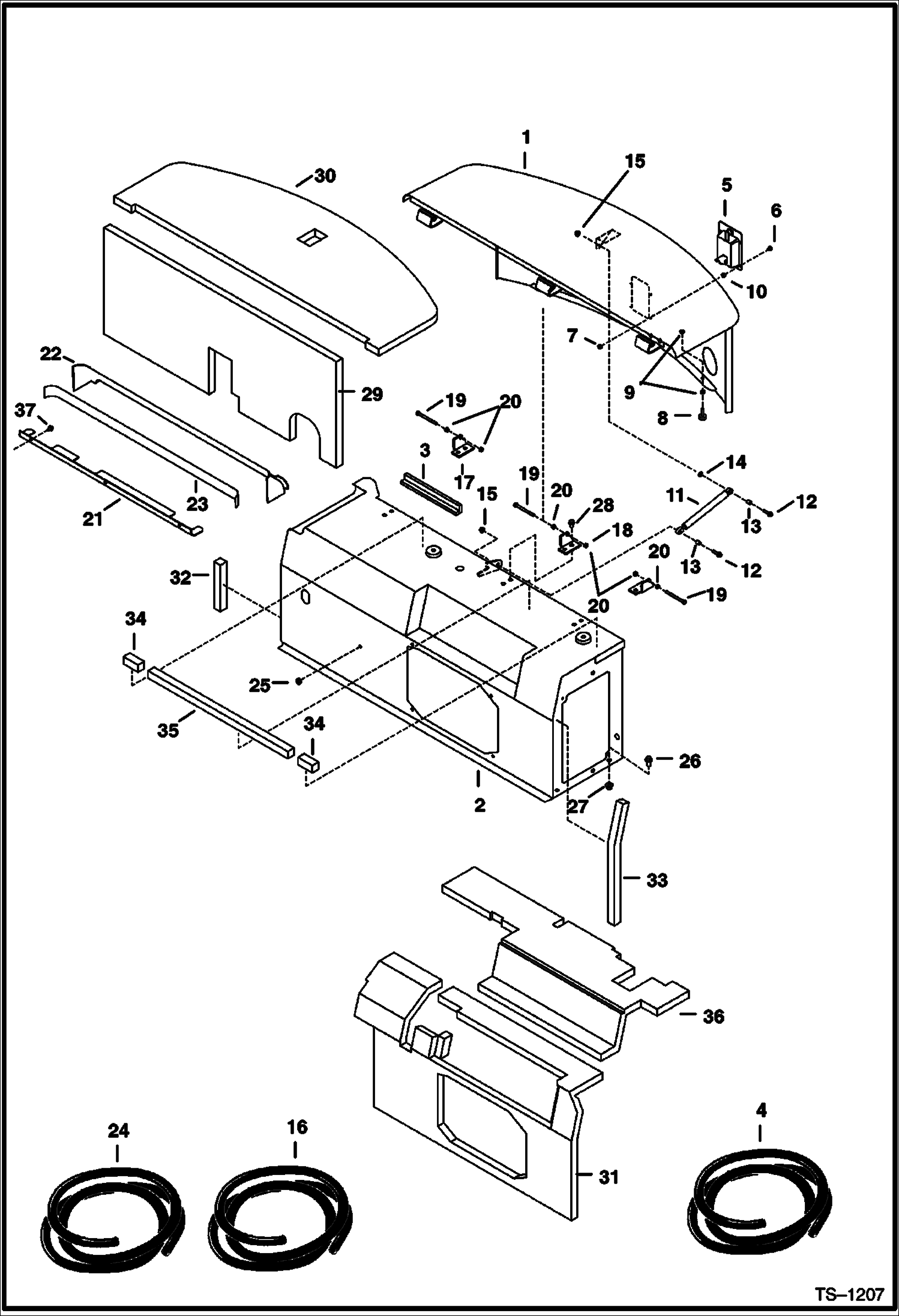 Схема запчастей Bobcat 331 - ENGINE COVERS & INSULATION (S/N 512913001 - 512915199) MAIN FRAME