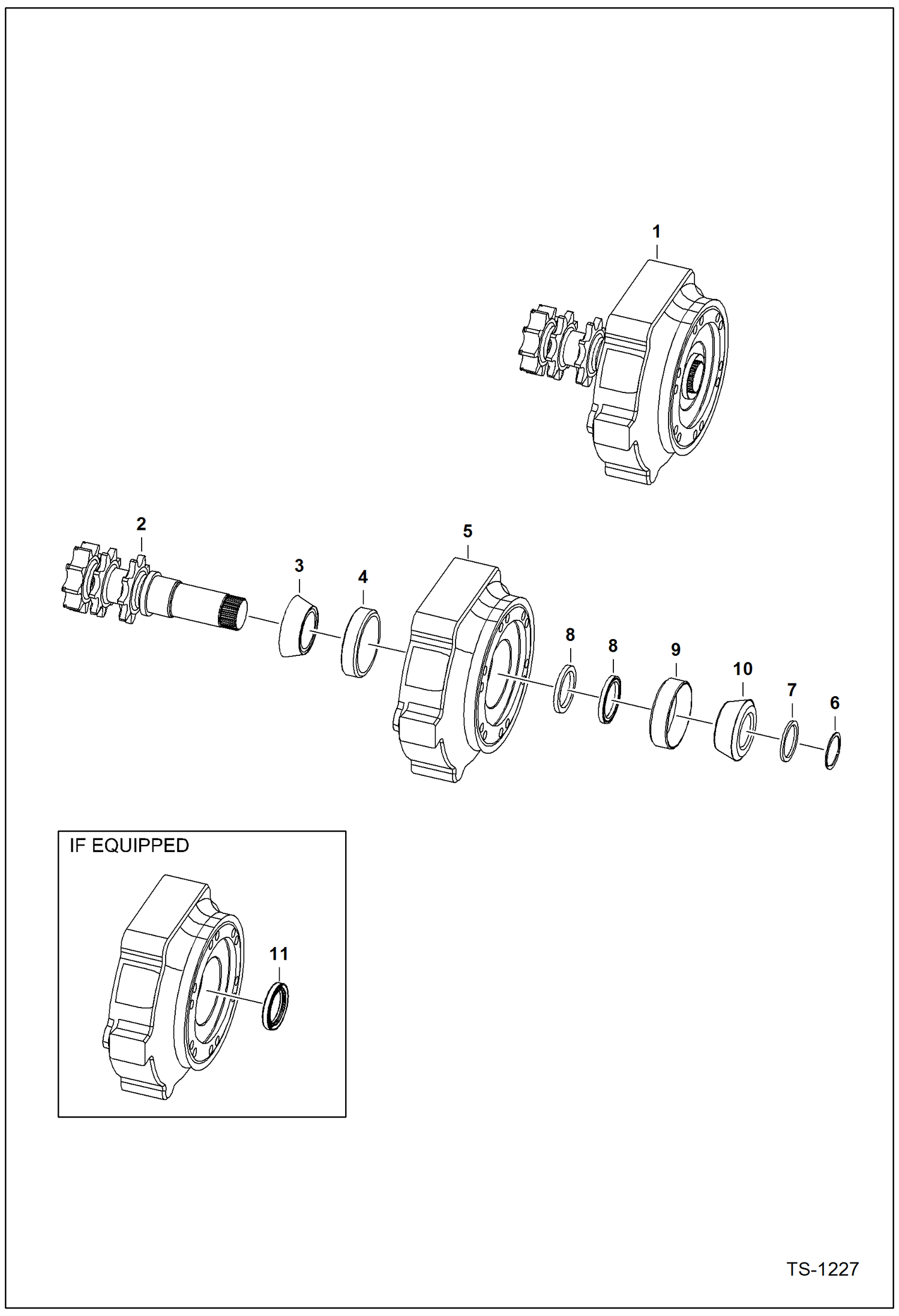 Схема запчастей Bobcat 800s - MOTOR CARRIER (Drive Motor Mount Assy.) (S/N 5144 25001, 5145 25001, 5146 25001 & Above) DRIVE TRAIN