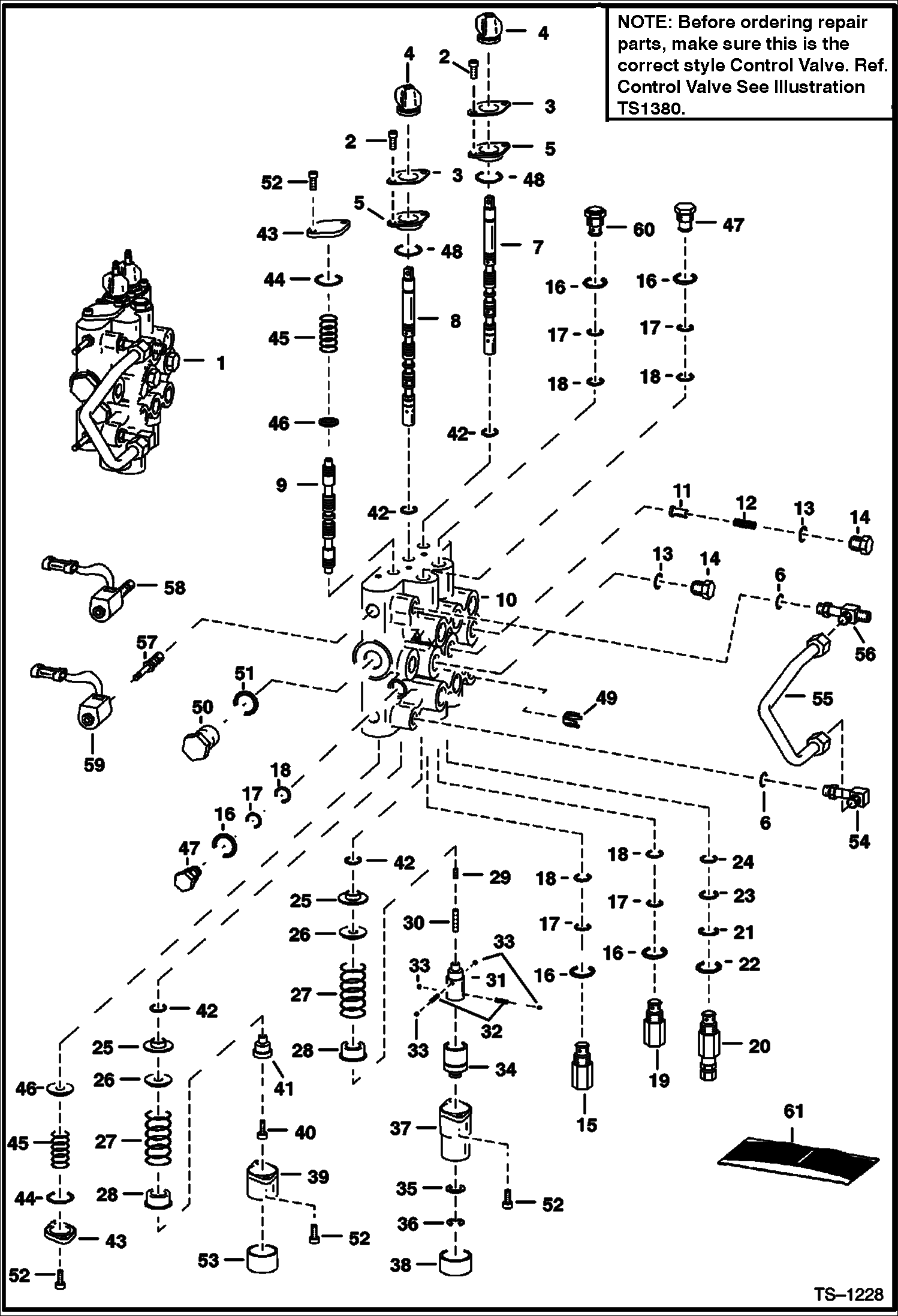 Схема запчастей Bobcat 800s - HYDRAULIC CONTROL VALVE (S/N 5141 11442, 5142 11104 & Below - SEE NOTE) HYDRAULIC SYSTEM