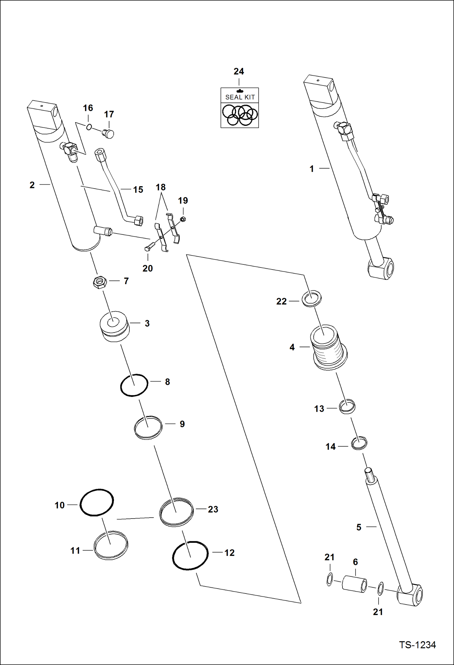 Схема запчастей Bobcat 800s - TILT CYLINDER ( L.H. ) (S/N 5141 11573, 5142 11213 & Below) HYDRAULIC SYSTEM