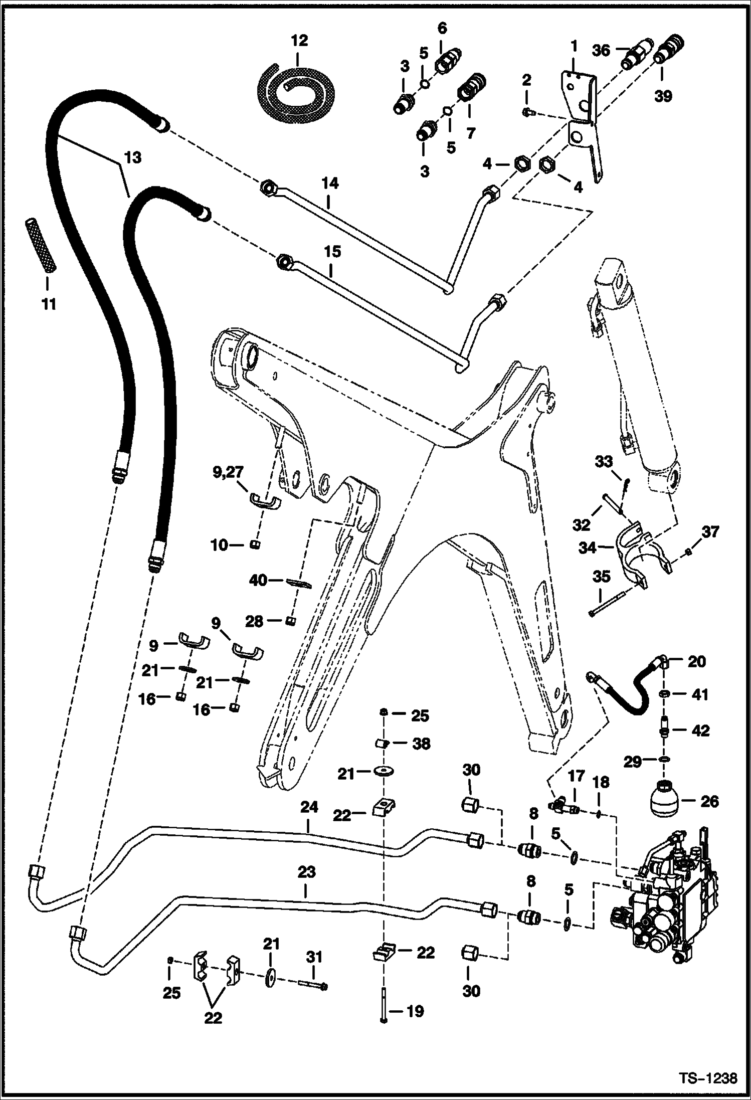 Схема запчастей Bobcat 800s - AUXILIARY HYDRAULICS HYDRAULIC SYSTEM