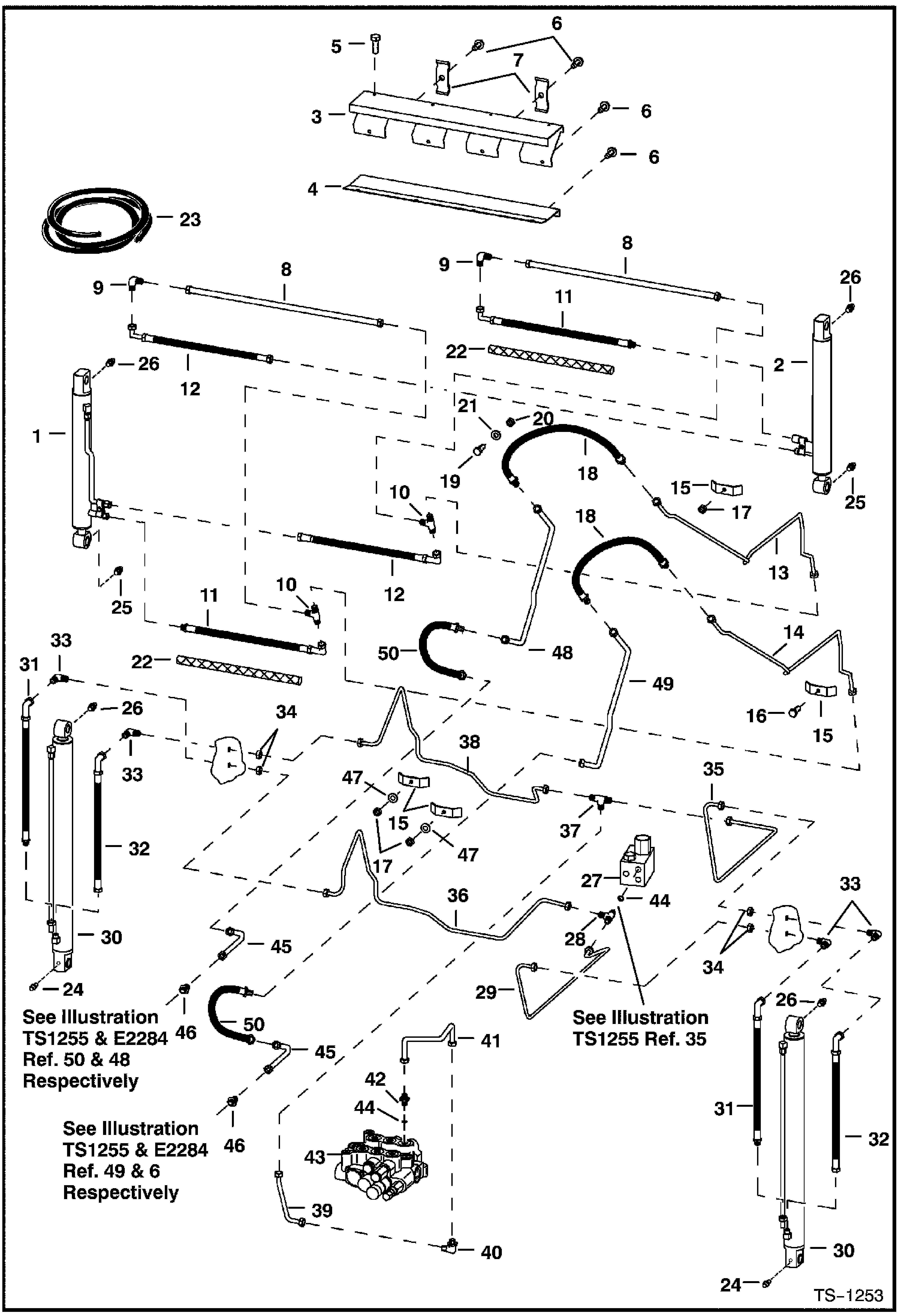 Схема запчастей Bobcat 800s - HYDRAULIC CIRCUITRY (W/O Bucket Positioning Valve) (S/N 5141 11573, 5142 11213 & Below) HYDRAULIC SYSTEM