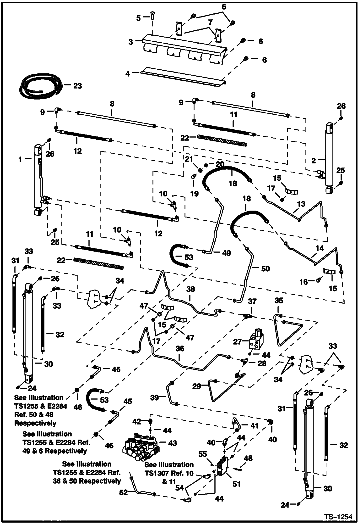 Схема запчастей Bobcat 800s - HYDRAULIC CIRCUITRY (W/Bucket Positioning Valve) (S/N 5141 11573, 5142 11213 & Below) HYDRAULIC SYSTEM