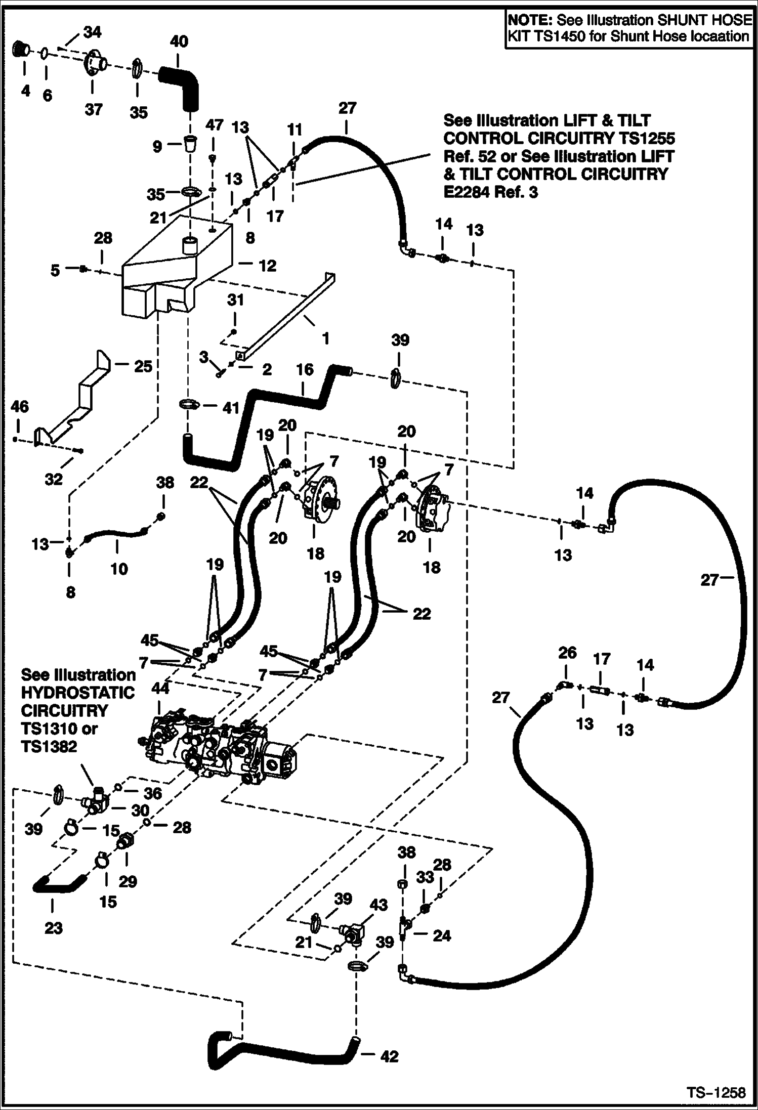 Схема запчастей Bobcat 800s - HYDROSTATIC CIRCUITRY (S/N 5141 12409, 5142 12269 & Below) HYDROSTATIC SYSTEM