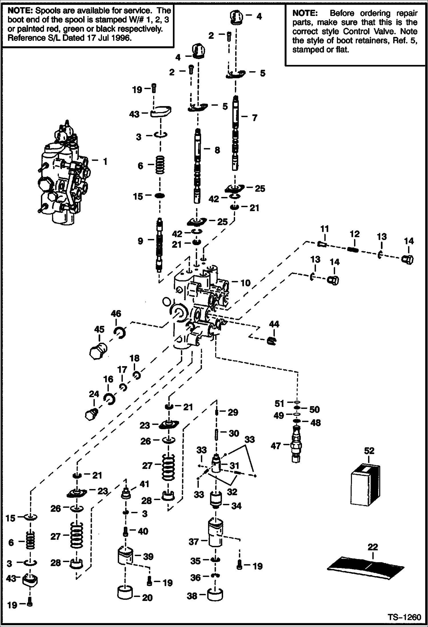 Схема запчастей Bobcat 800s - HYDRAULIC CONTROL VALVE (Service Valve) (5141 21999, 5142 21999 & Below) HYDRAULIC SYSTEM