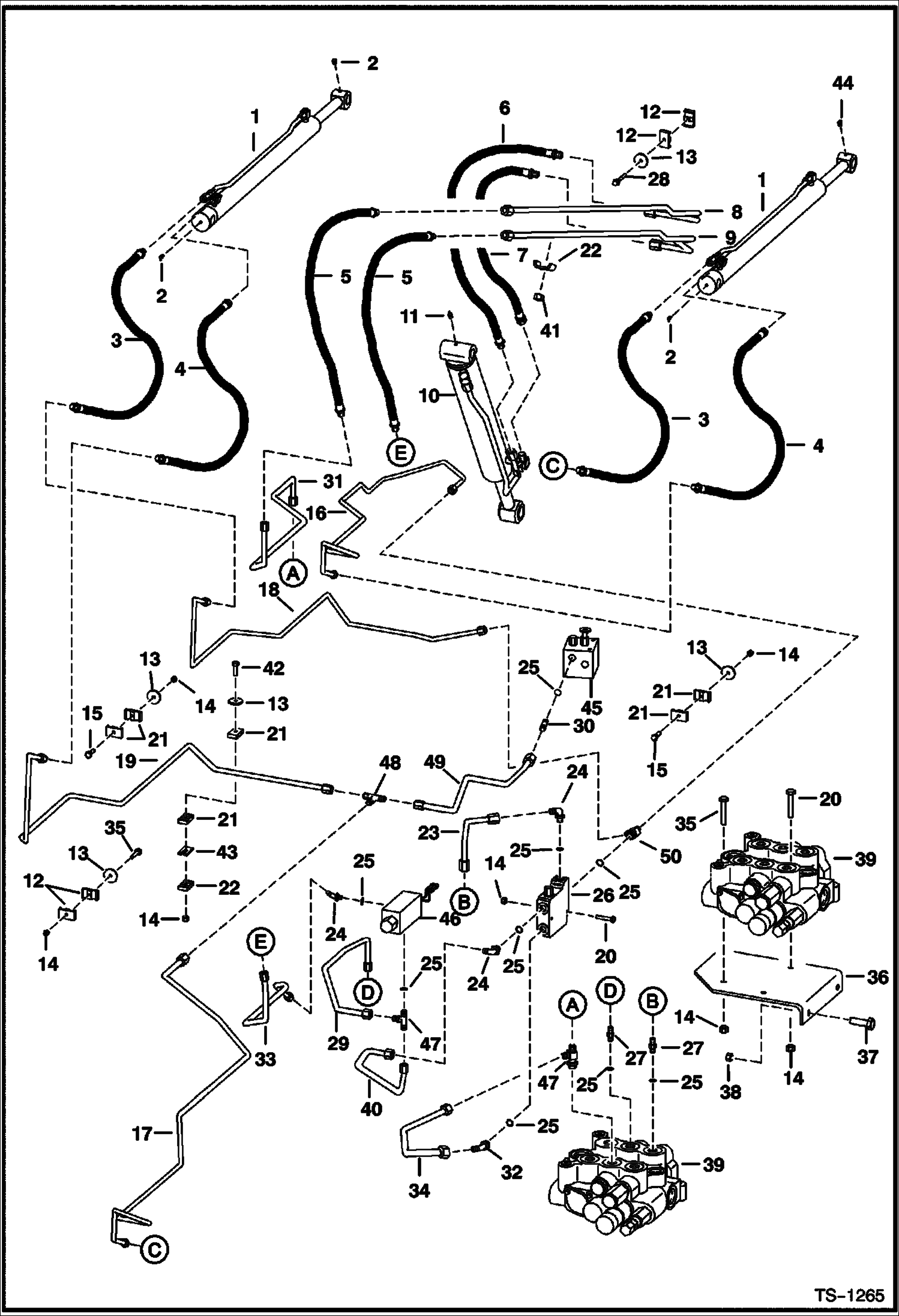 Схема запчастей Bobcat 800s - HYDRAULIC CIRCUITRY (W/ Bucket Positioning Valve) (For Proportional Auxiliaries) (S/N 5128 18874 & Above, 5084 18086 & Above & 5097 18113 & Above) HYDRAULIC SYSTEM