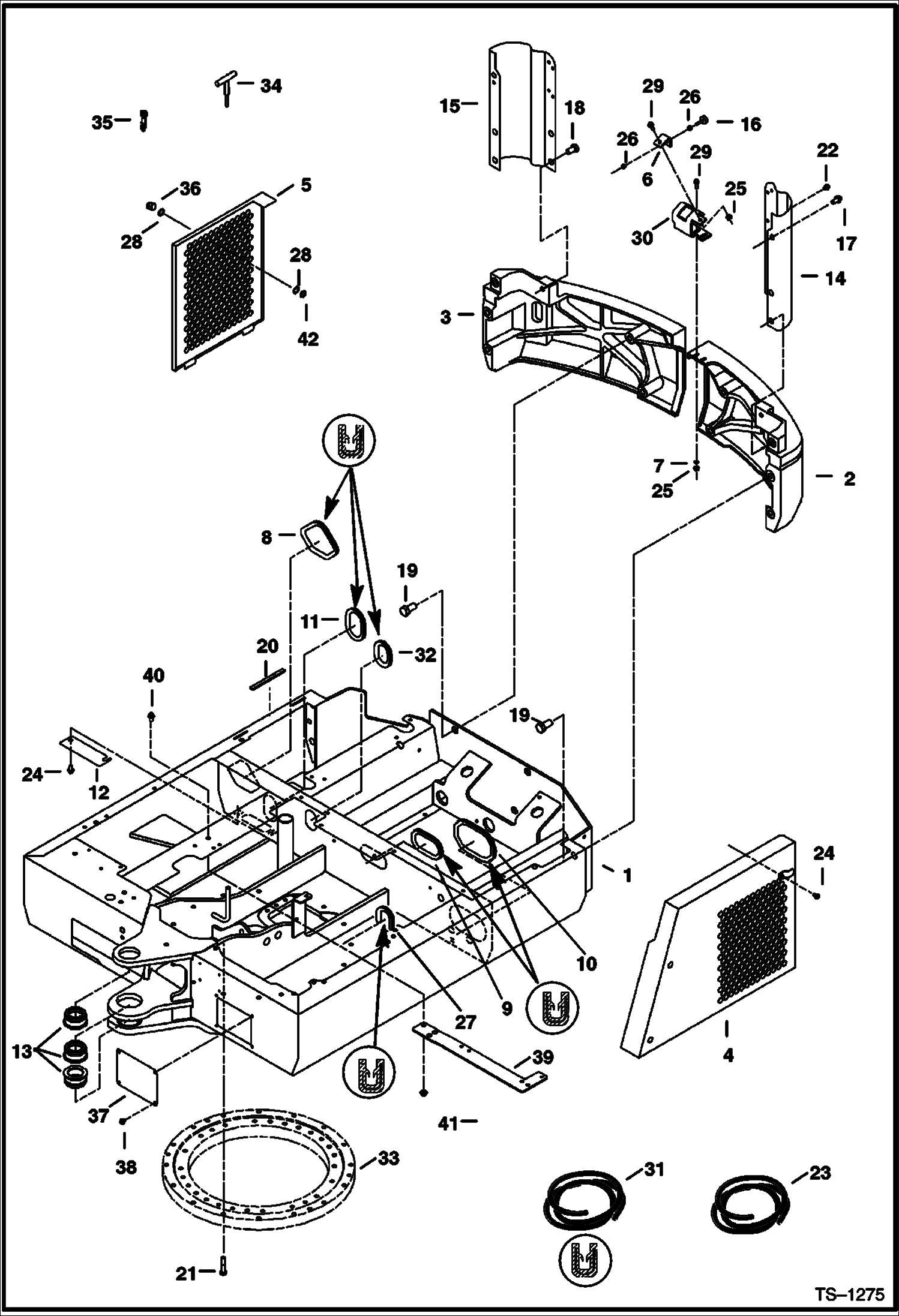 Схема запчастей Bobcat 328 - UPPERSTRUCTURE & ENGINE COVERS (S/N 514013001-514014899) MAIN FRAME