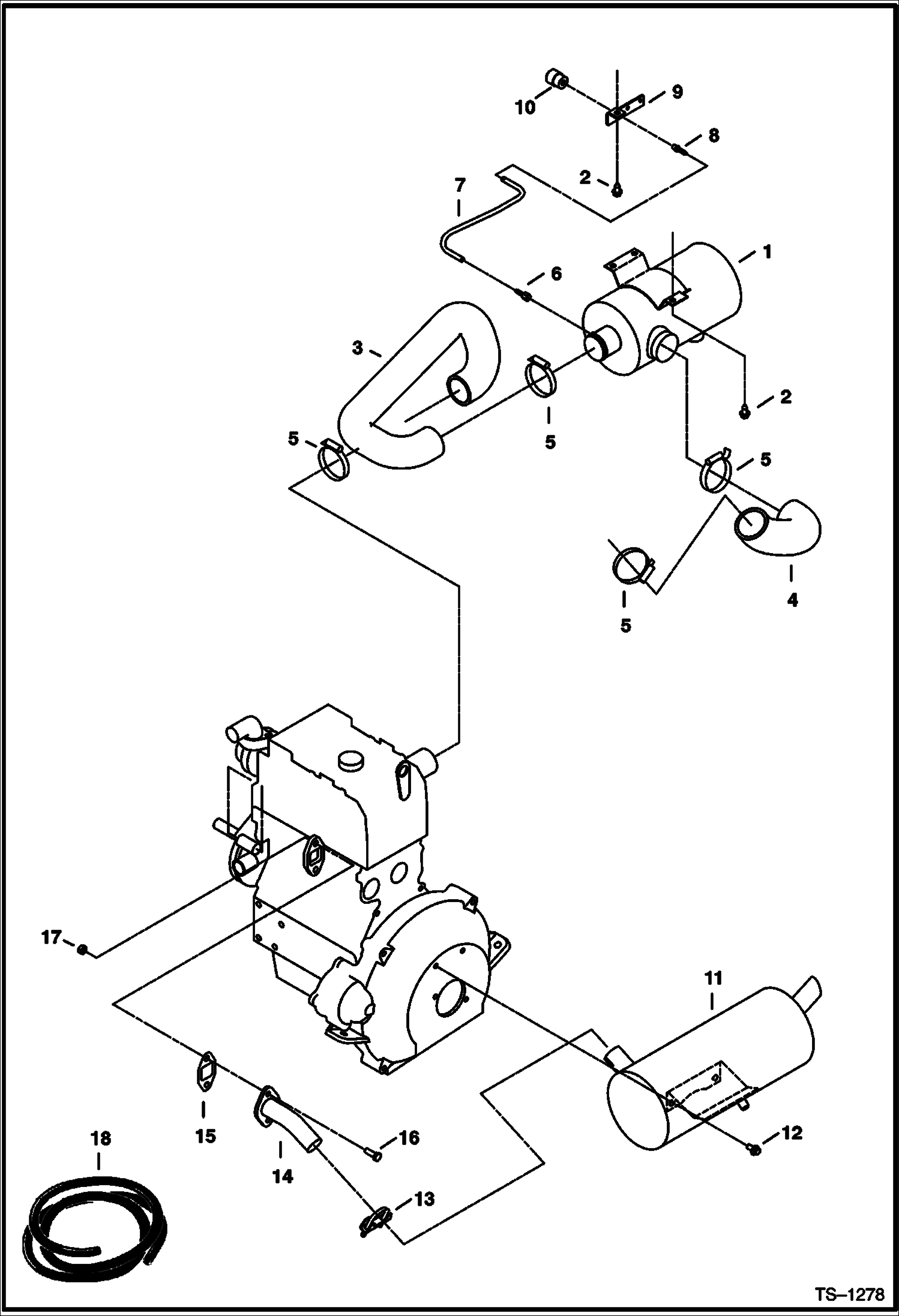 Схема запчастей Bobcat 328 - AIR CLEANER & MUFFLER MOUNTING (S/N 514013001-514014899) POWER UNIT