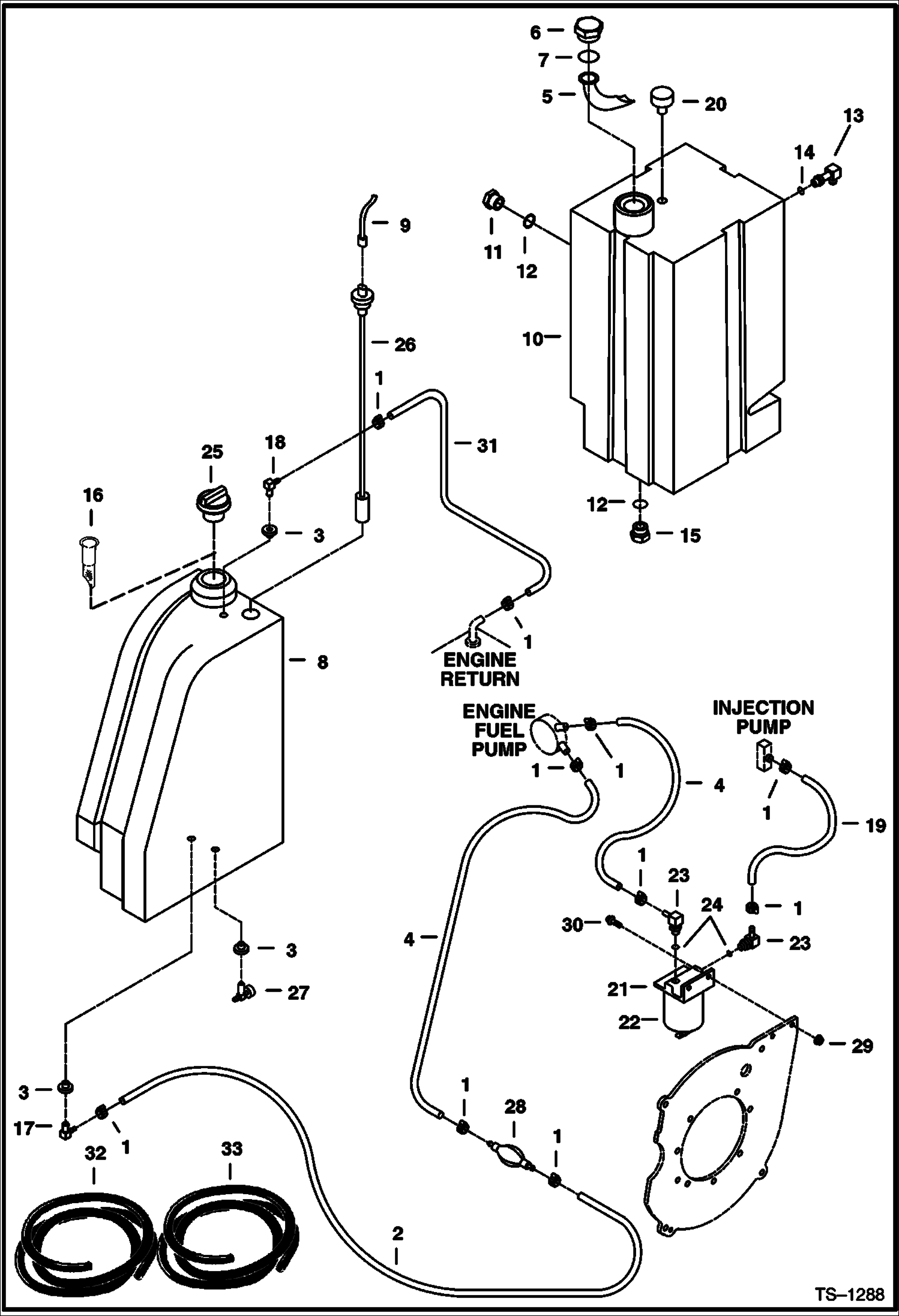 Схема запчастей Bobcat 325 - FUEL SYSTEM & TANKS (S/N 514013001-514014899) POWER UNIT