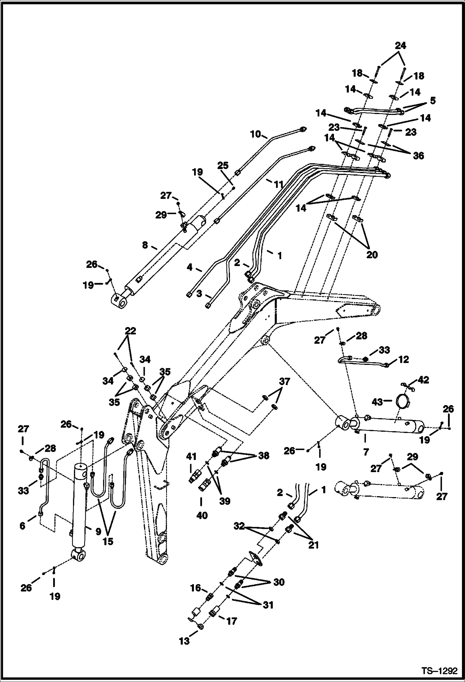 Схема запчастей Bobcat 328 - HYDRAULIC CIRCUITRY (Arm Boom, Bucket & Auxiliary) HYDRAULIC SYSTEM