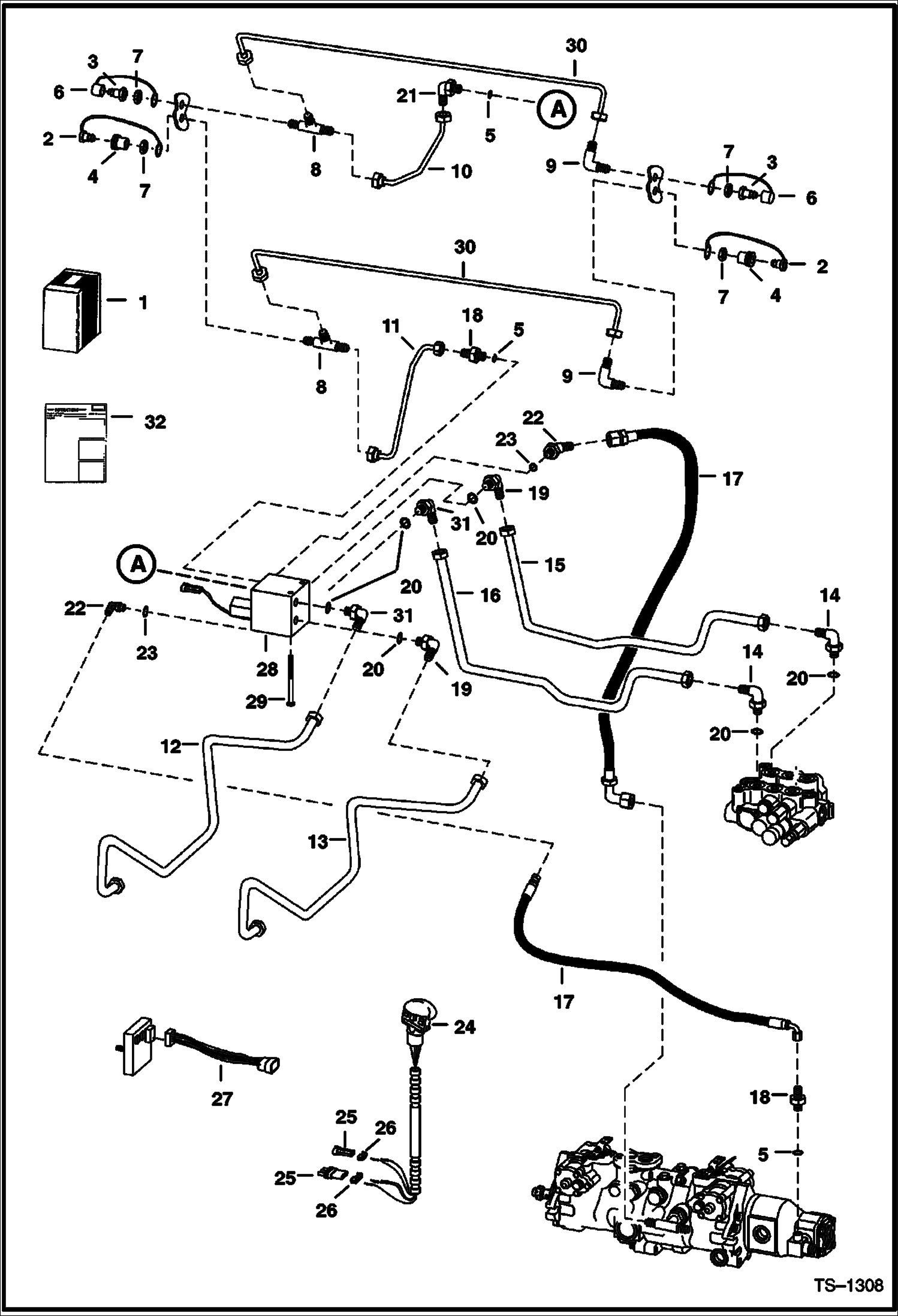 Схема запчастей Bobcat 800s - REAR AUXILIARY (W/Poppet Couplers) (S/N 5141 11763, 5142 11227 & Below) ACCESSORIES & OPTIONS