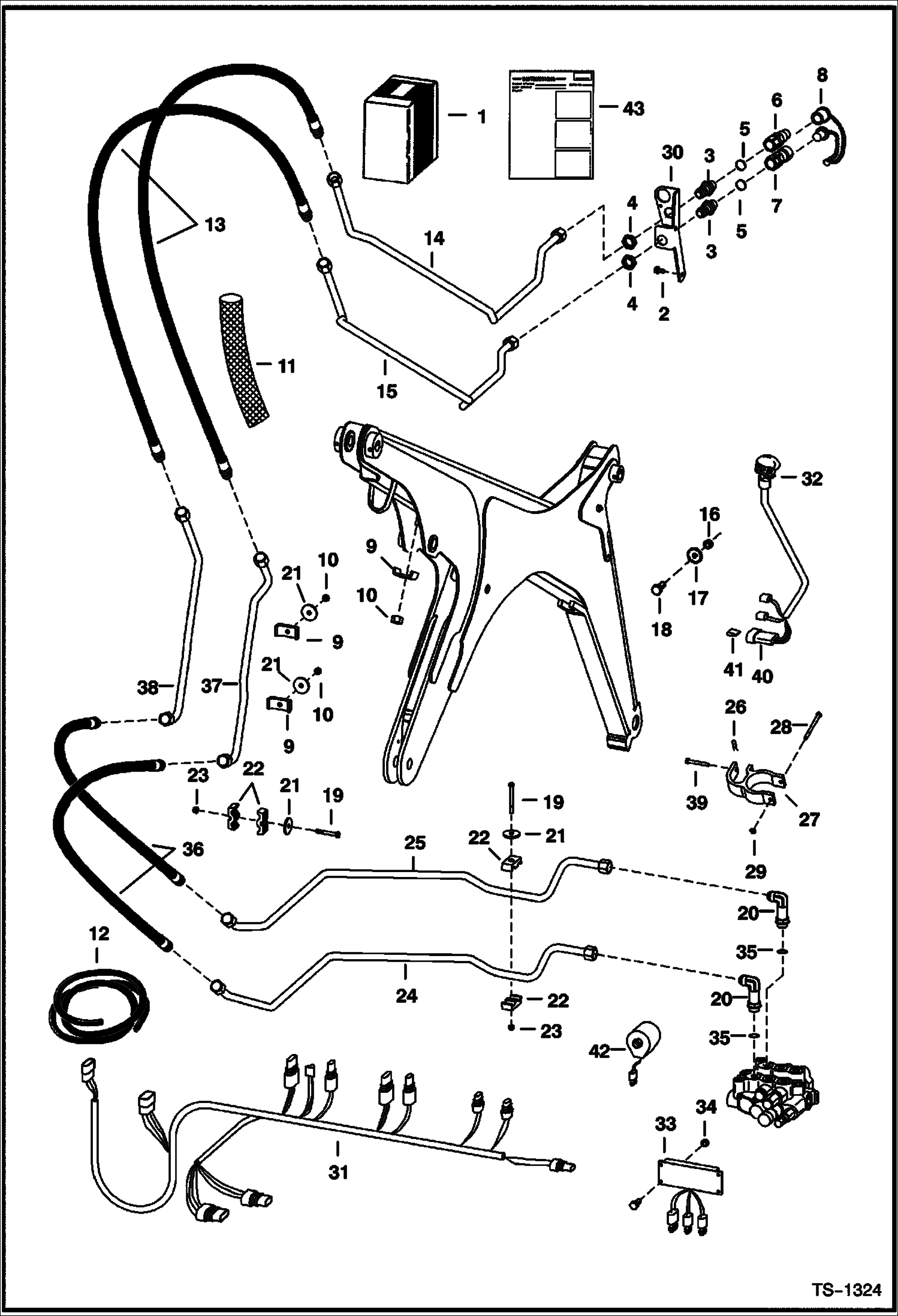 Схема запчастей Bobcat 800s - FRONT AUXILIARY KIT (S/N 5141 11424, 5142 11104 & Below) ACCESSORIES & OPTIONS