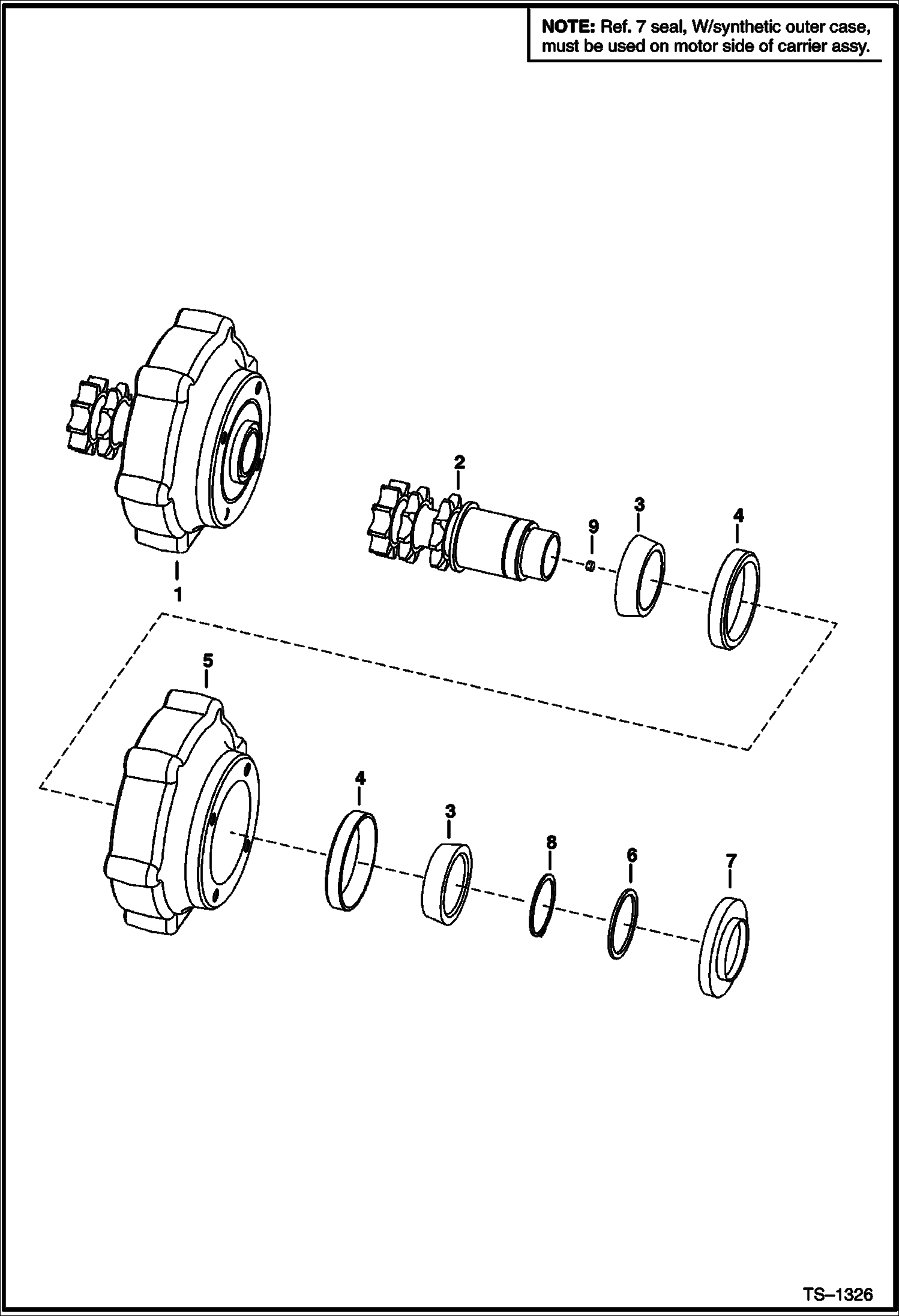 Схема запчастей Bobcat 800s - MOTOR CARRIER (Drive Motor Mount Assy.) (S/N 5144 24999, 5145 24999, 5146 24999 & Below) DRIVE TRAIN