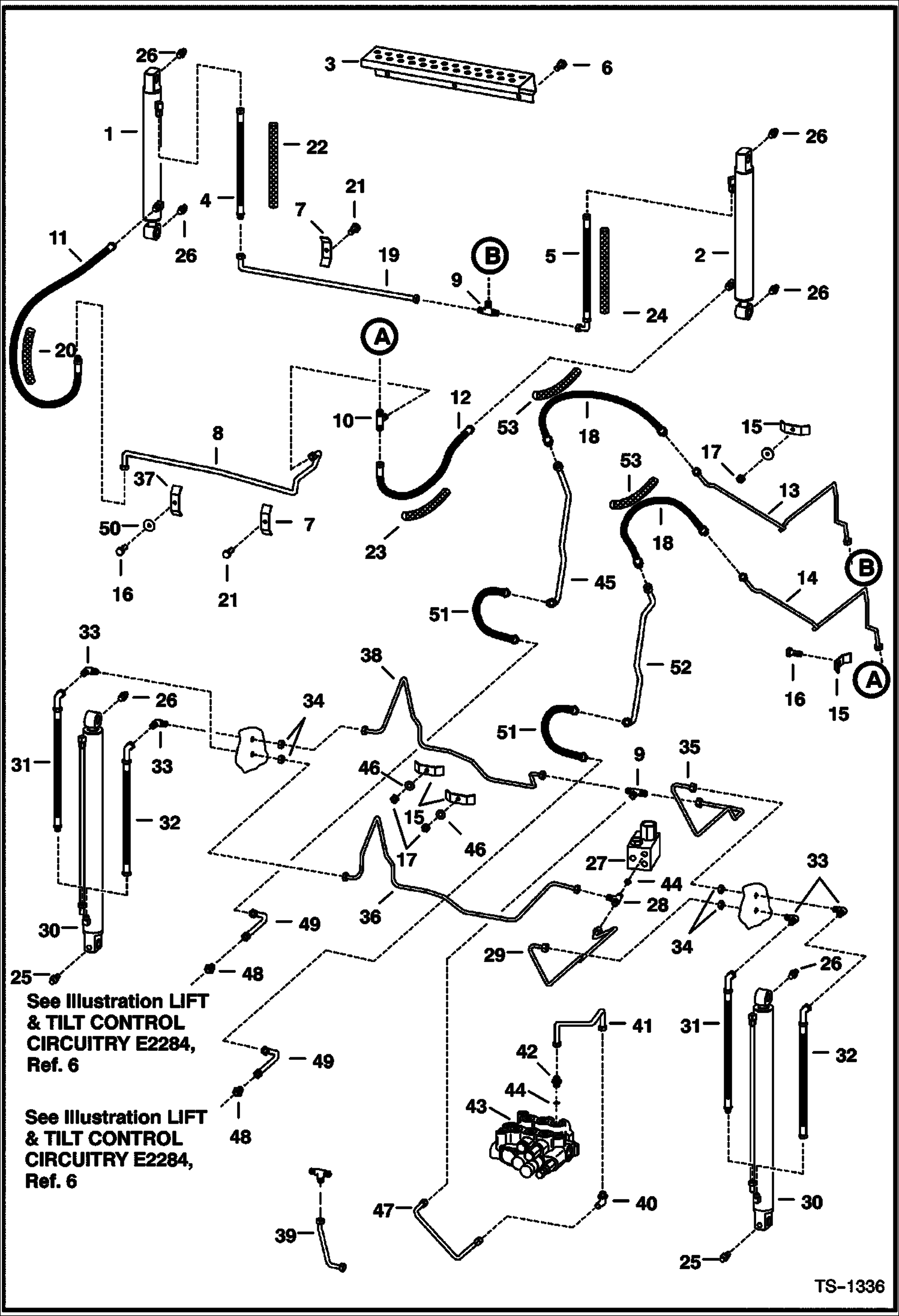 Схема запчастей Bobcat 800s - HYDRAULIC CIRCUITRY (W/O Bucket Positioning Valve) (S/N 5141 11574-12197, 5141 12199-12234, 5141 12238, 5141 12451-21999 & 5142 11214-11263, 5142 11270-21999) HYDRAULIC SYSTEM