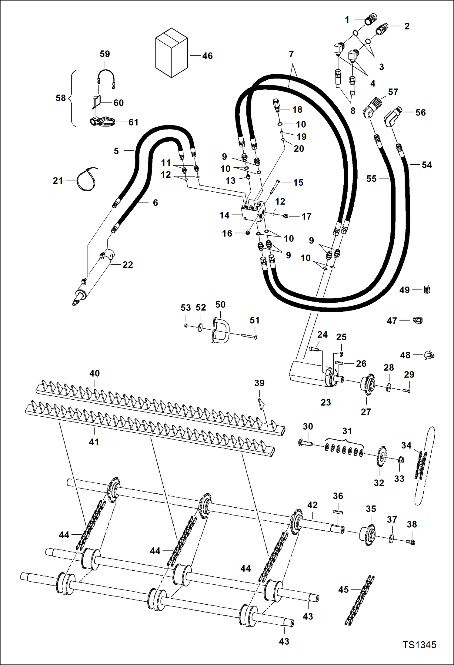 Схема запчастей Bobcat LANDSCAPE RAKE - LANDSCAPE RAKE (Hydraulics) (With Weld-on Tooth Bars) (B Series) (5 Foot & 6 Foot) Loader