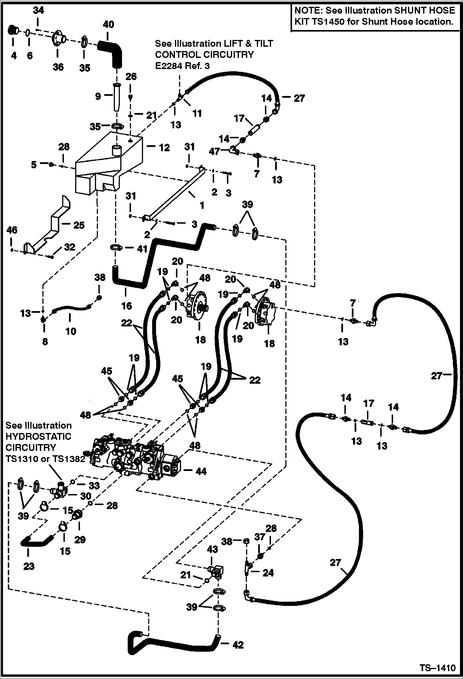 Схема запчастей Bobcat 800s - HYDROSTATIC CIRCUITRY (S/N 5141 12410-14999 & 5142 12270-12999) HYDROSTATIC SYSTEM