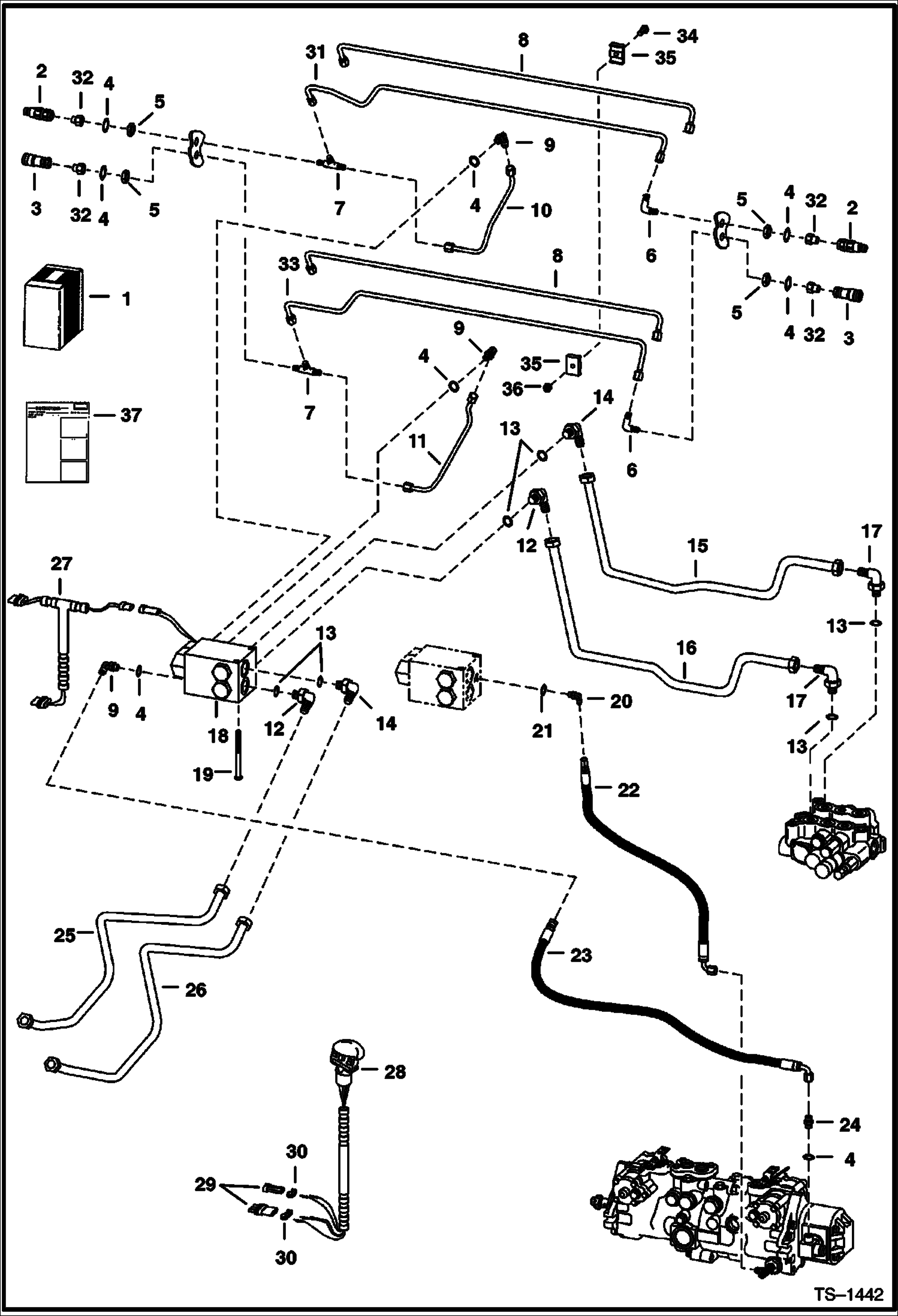 Схема запчастей Bobcat 800s - REAR AUXILIARY (W/FF Couplers) (S/N 5141 12234-21999, 5142 11264-21999) ACCESSORIES & OPTIONS