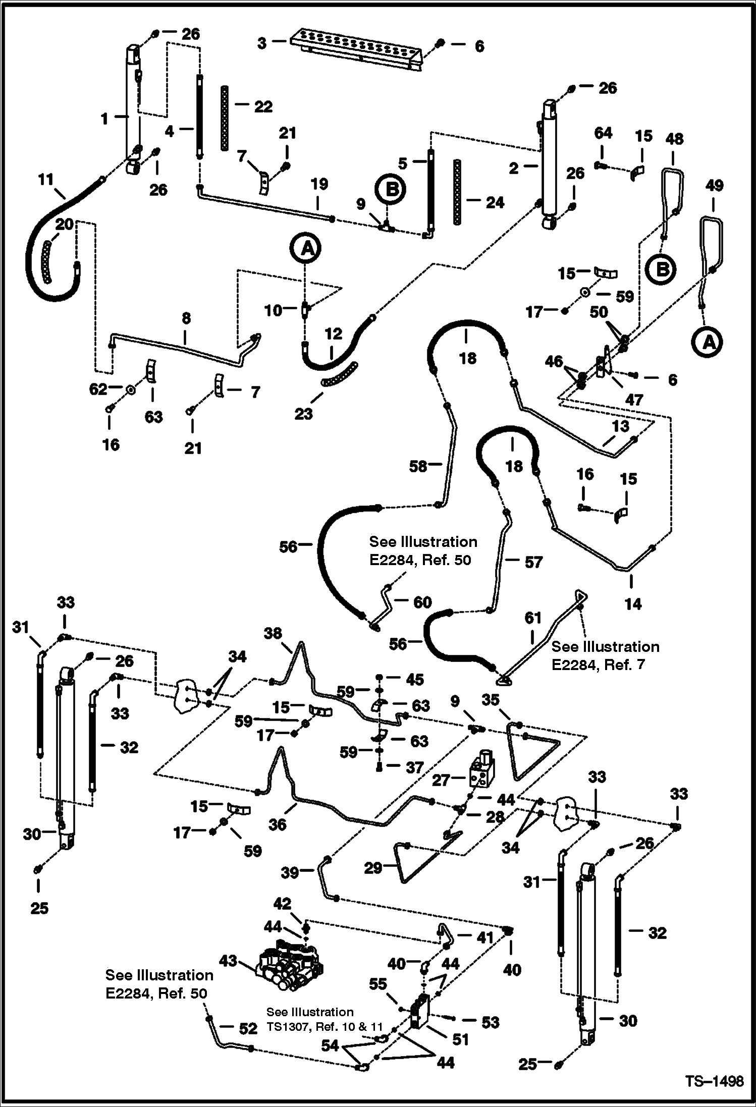 Схема запчастей Bobcat 800s - HYDRAULIC CIRCUITRY (W/ Bucket Positioning Valve) (S/N 5141 12198, 5141 12235-12237, 5141 12239-12450 & 5142 11264-11269) HYDRAULIC SYSTEM