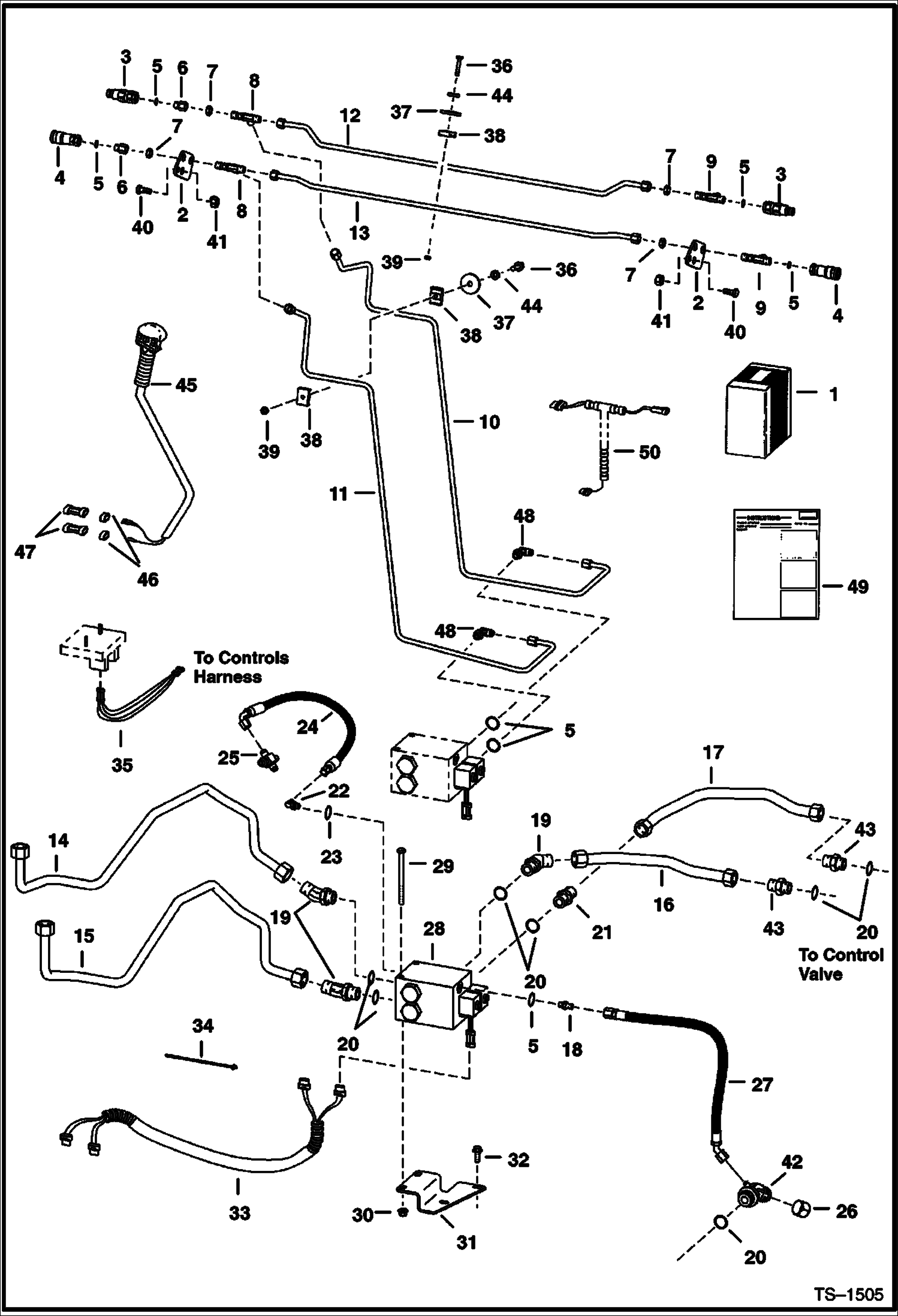 Схема запчастей Bobcat 700s - REAR AUXILIARY (W/FF Couplers) (S/N 5096 40660 & Above, 5096 16542-34999) ACCESSORIES & OPTIONS