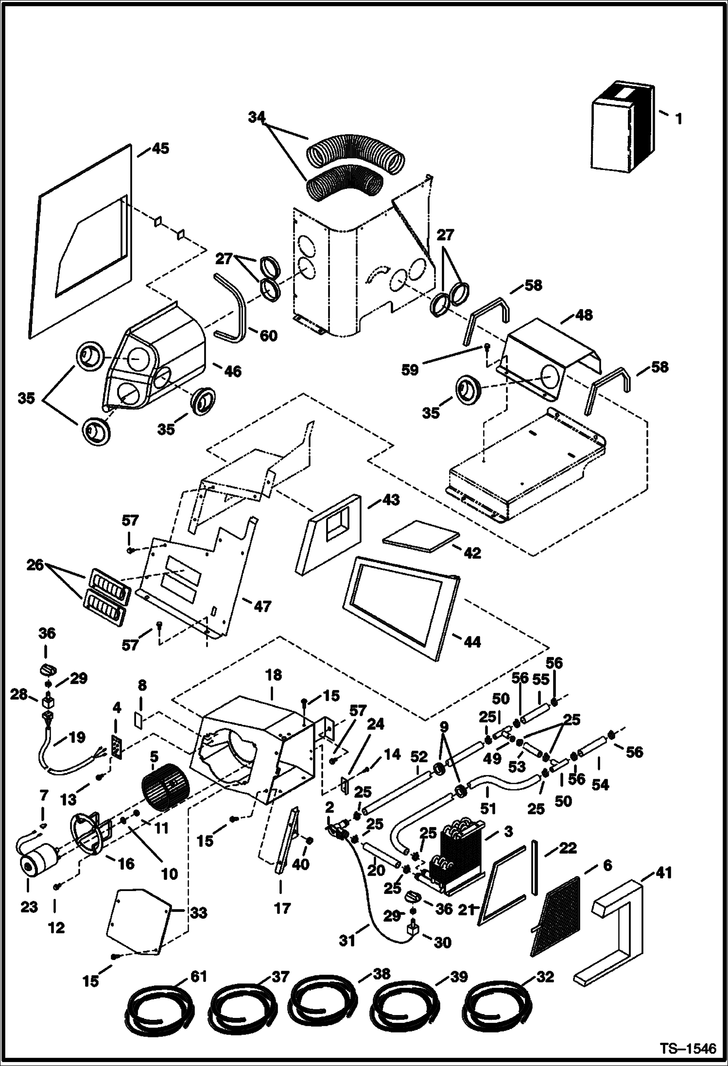 Схема запчастей Bobcat 325 - HEATER ASSY. (S/N 514014900 & Above and 516611001 & Above) MAIN FRAME