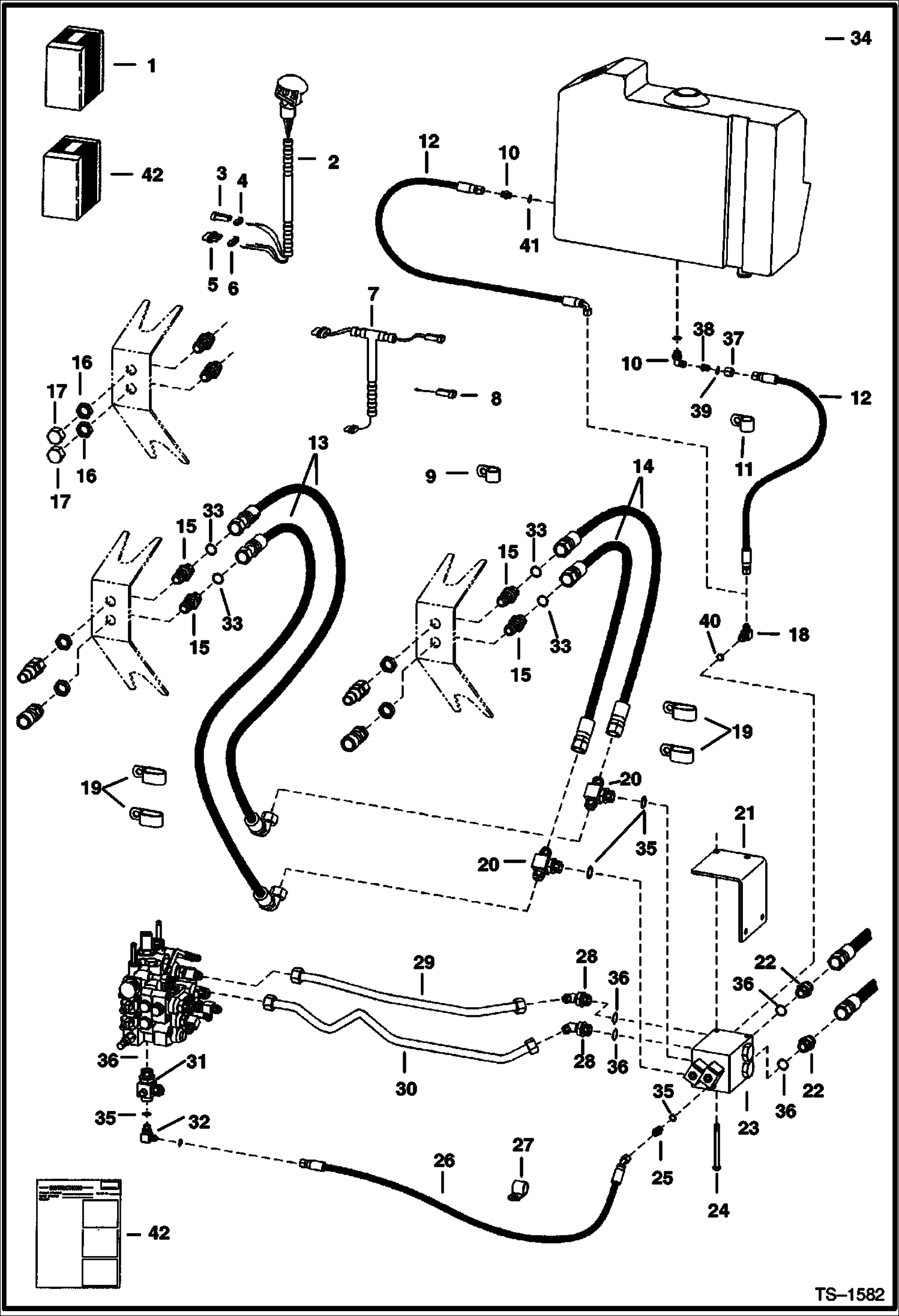 Схема запчастей Bobcat 900s - REAR AUXILIARY HYDRAULIC KIT ACCESSORIES & OPTIONS