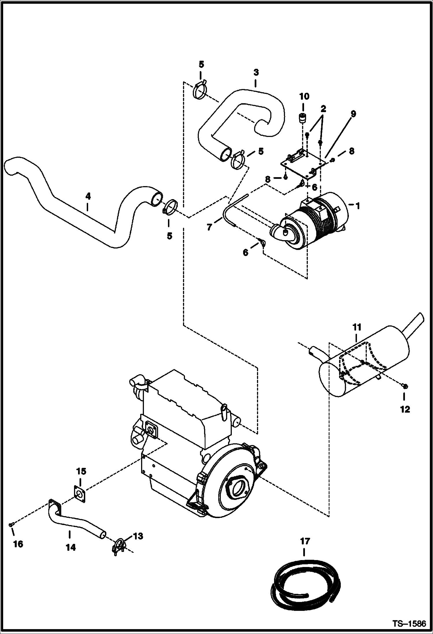 Схема запчастей Bobcat 337 - AIR CLEANER & MUFFLER MOUNTING POWER UNIT