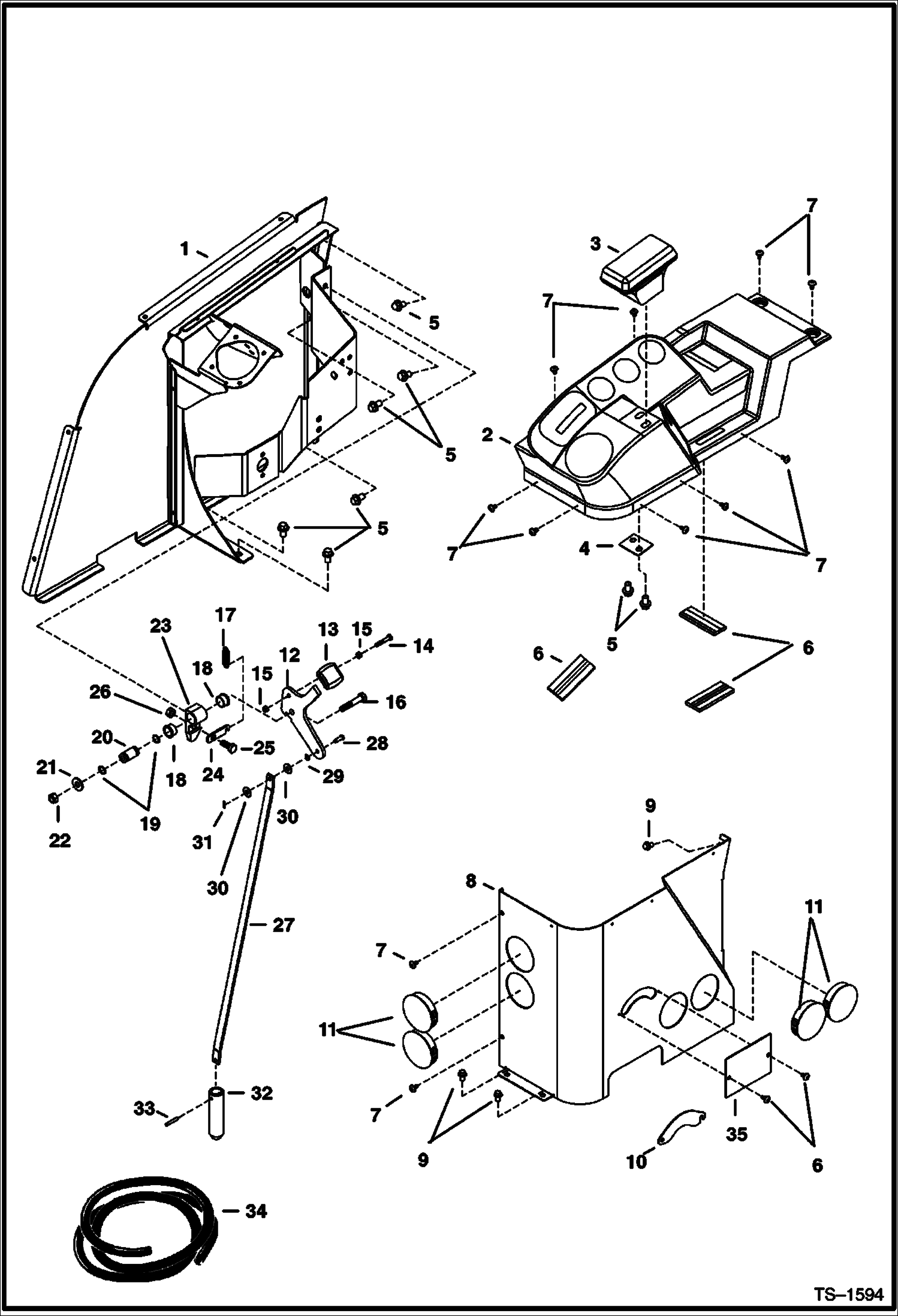 Схема запчастей Bobcat 325 - R.H. CONTROL CONSOLE (S/N 514014900 & Above and 516611001 & Above) CONTROLS