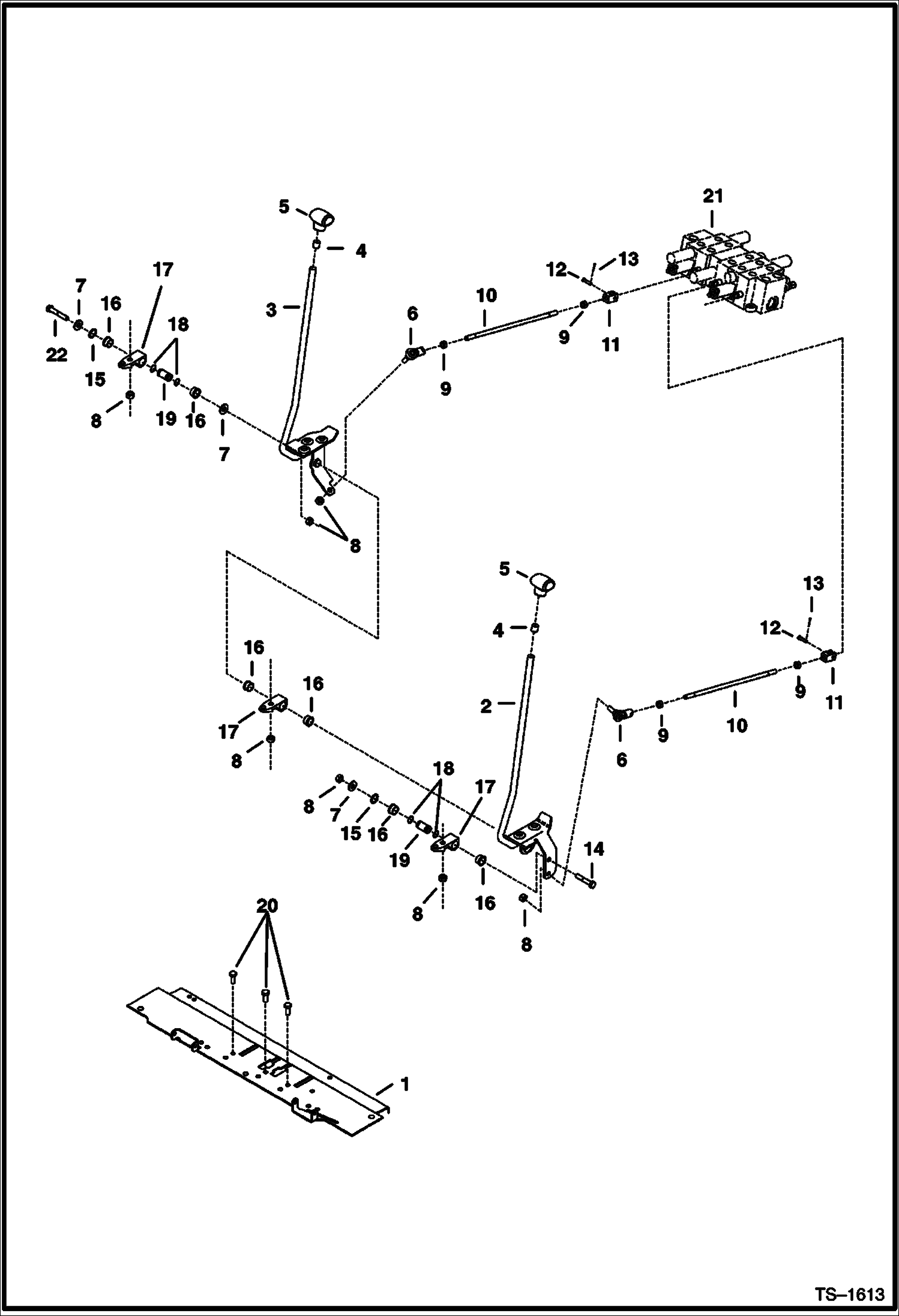 Схема запчастей Bobcat 328 - TRAVEL CONTROLS (S/N 514014900 & Above and 516611001 & Above) CONTROLS