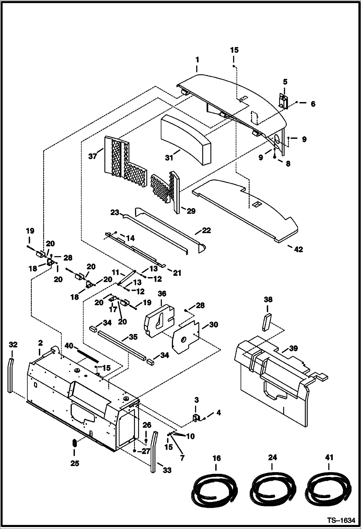 Схема запчастей Bobcat 331 - ENGINE COVERS & INSULATION (S/N 512915200 & Above, 517711001 & Above, and 516711001 & Above) MAIN FRAME