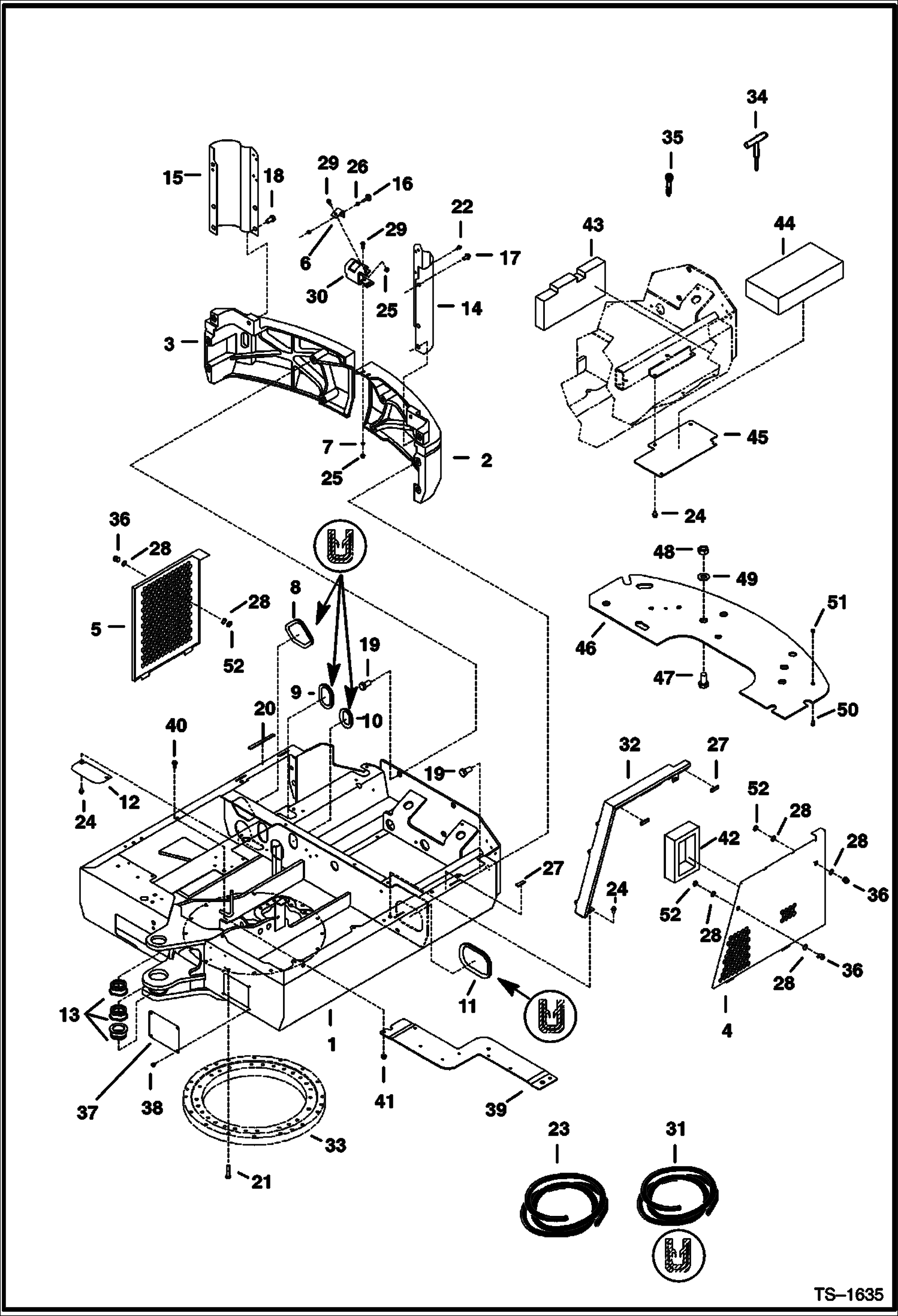 Схема запчастей Bobcat 325 - UPPERSTRUCTURE & ENGINE COVERS (S/N 514014900 & Above and 516611001 & Above) MAIN FRAME