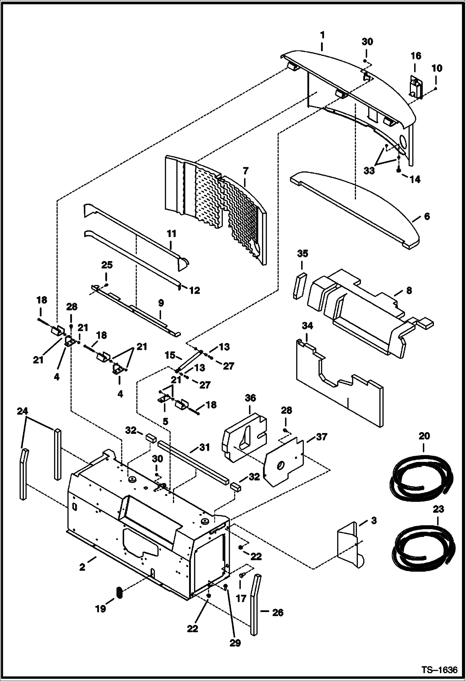 Схема запчастей Bobcat 328 - ENGINE COVERS (S/N 514014900 & Above and 516611001 & Above) MAIN FRAME