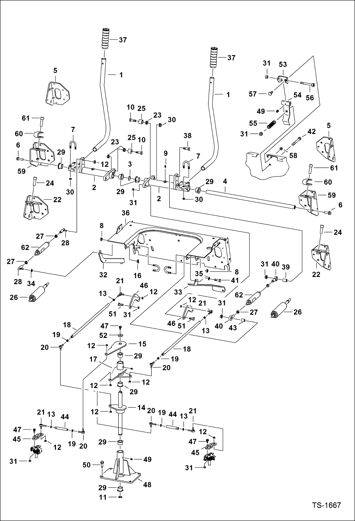 Схема запчастей Bobcat 800s - HAND CONTROLS (Pedestal Steering - M46 Pump) (S/N 5144 18295, 18706-10, 18885-6) (18905-24999 5145 20063-24999 5146 20147-24999) HYDROSTATIC SYSTEM