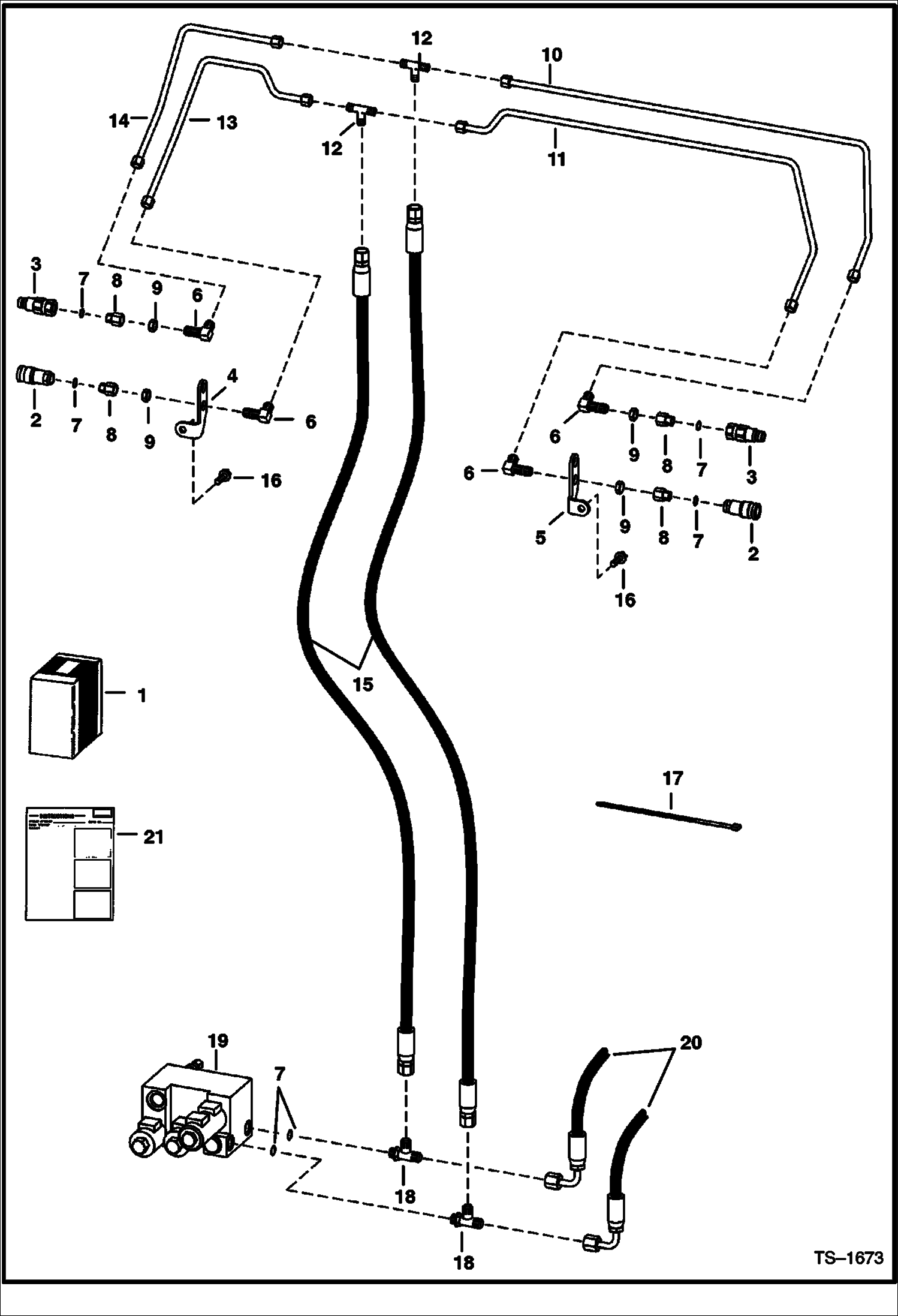 Схема запчастей Bobcat 700s - REAR AUXILIARY KIT (High Flow Hydraulics) (W/ FF Couplers) ACCESSORIES & OPTIONS