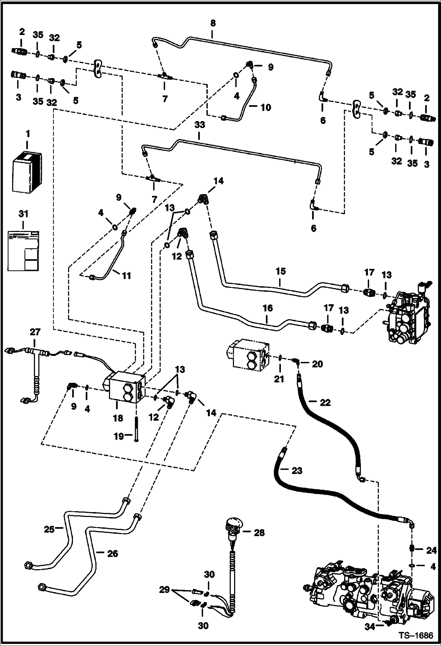 Схема запчастей Bobcat 800s - REAR AUXILIARY (W/FF Couplers) (S/N 5141 22001-39999, 5142 22001-39999) ACCESSORIES & OPTIONS