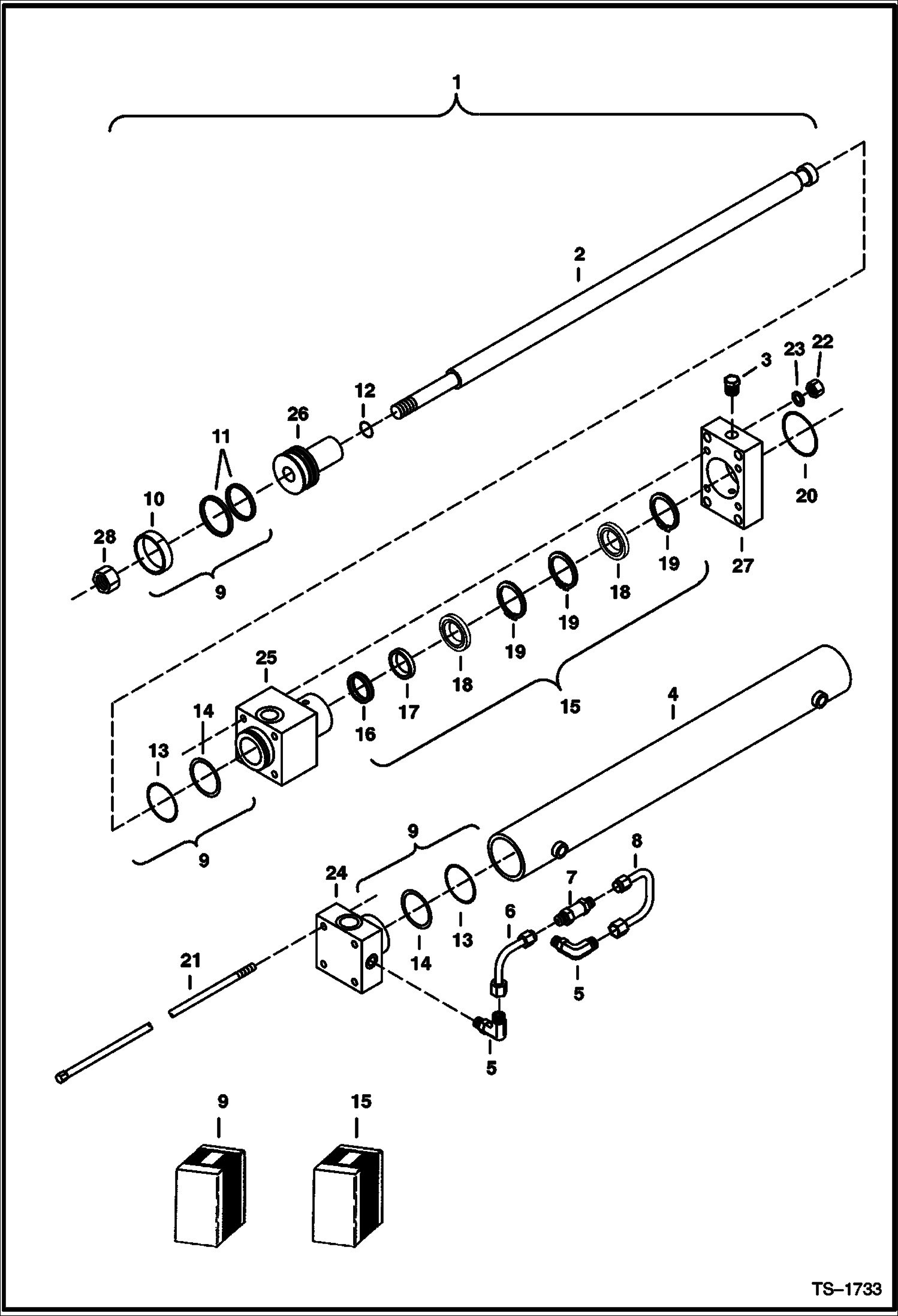 Схема запчастей Bobcat CONCRETE PUMP - PUMP CYLINDER Concrete Pump - S/N Prefix 2331 Loader