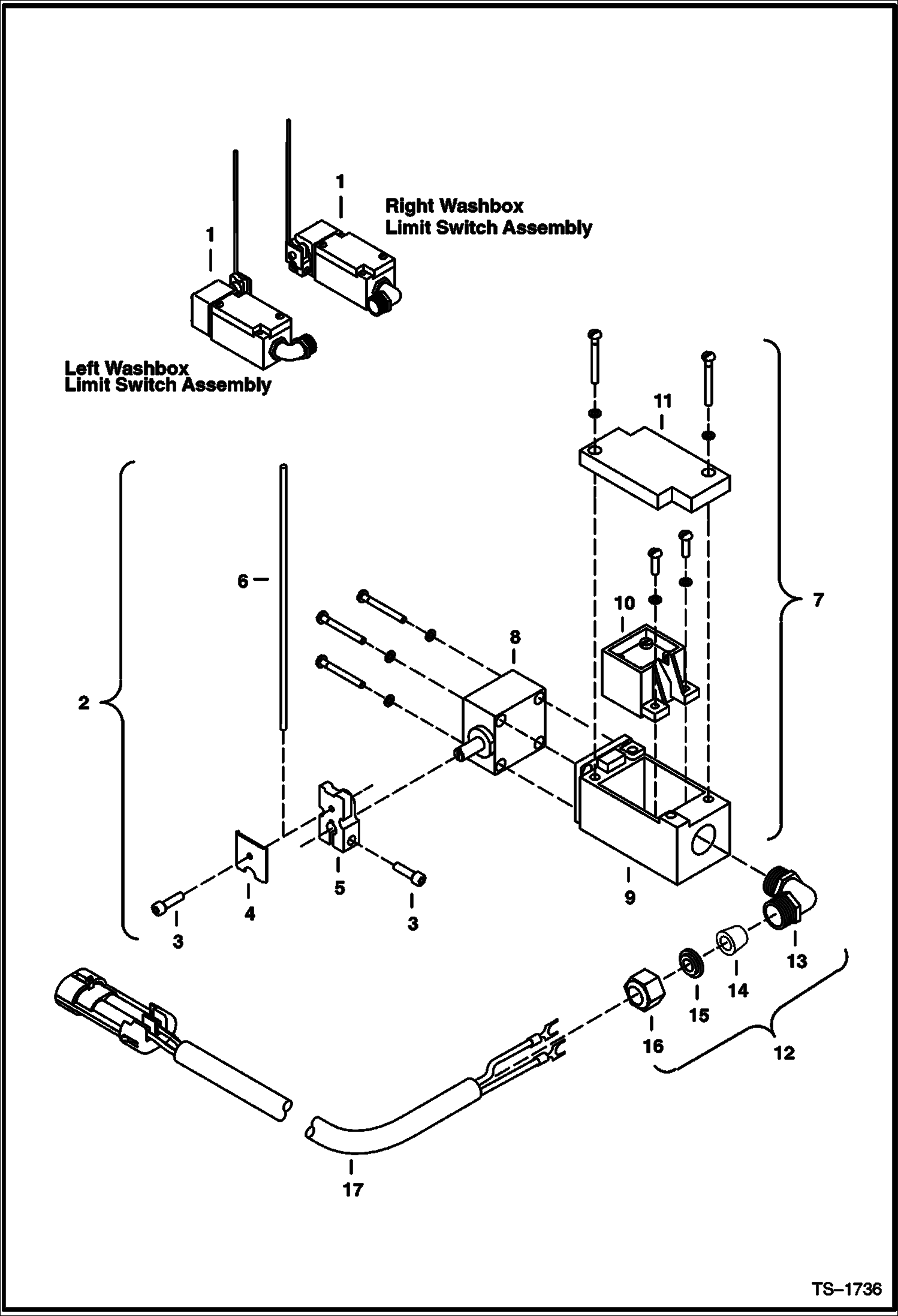 Схема запчастей Bobcat CONCRETE PUMP - WASHBOX LIMIT SWITCHES Concrete Pump - S/N Prefix 2331 Loader